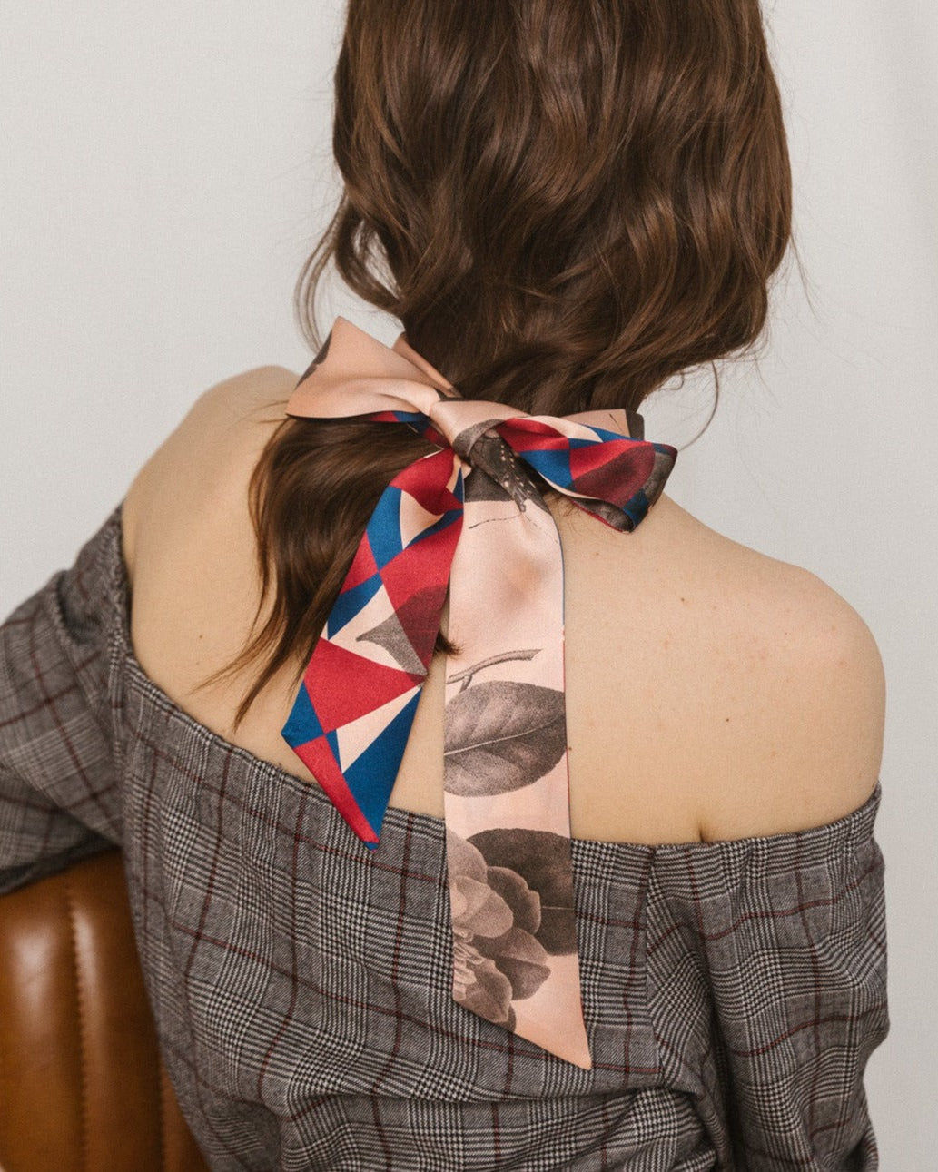 "Prism" Silk Skinny Scarf - Crimson Red - LOST PATTERN Silk Skinny Scarf