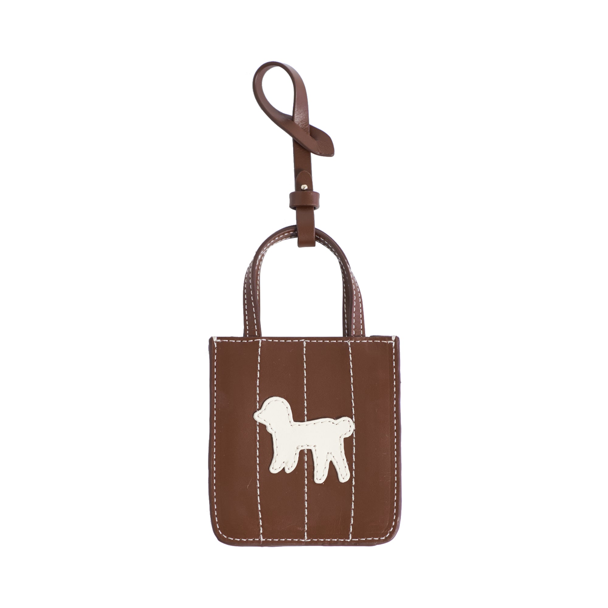 "Pan Pan" Leather Bag Charm - Milk Chocolate