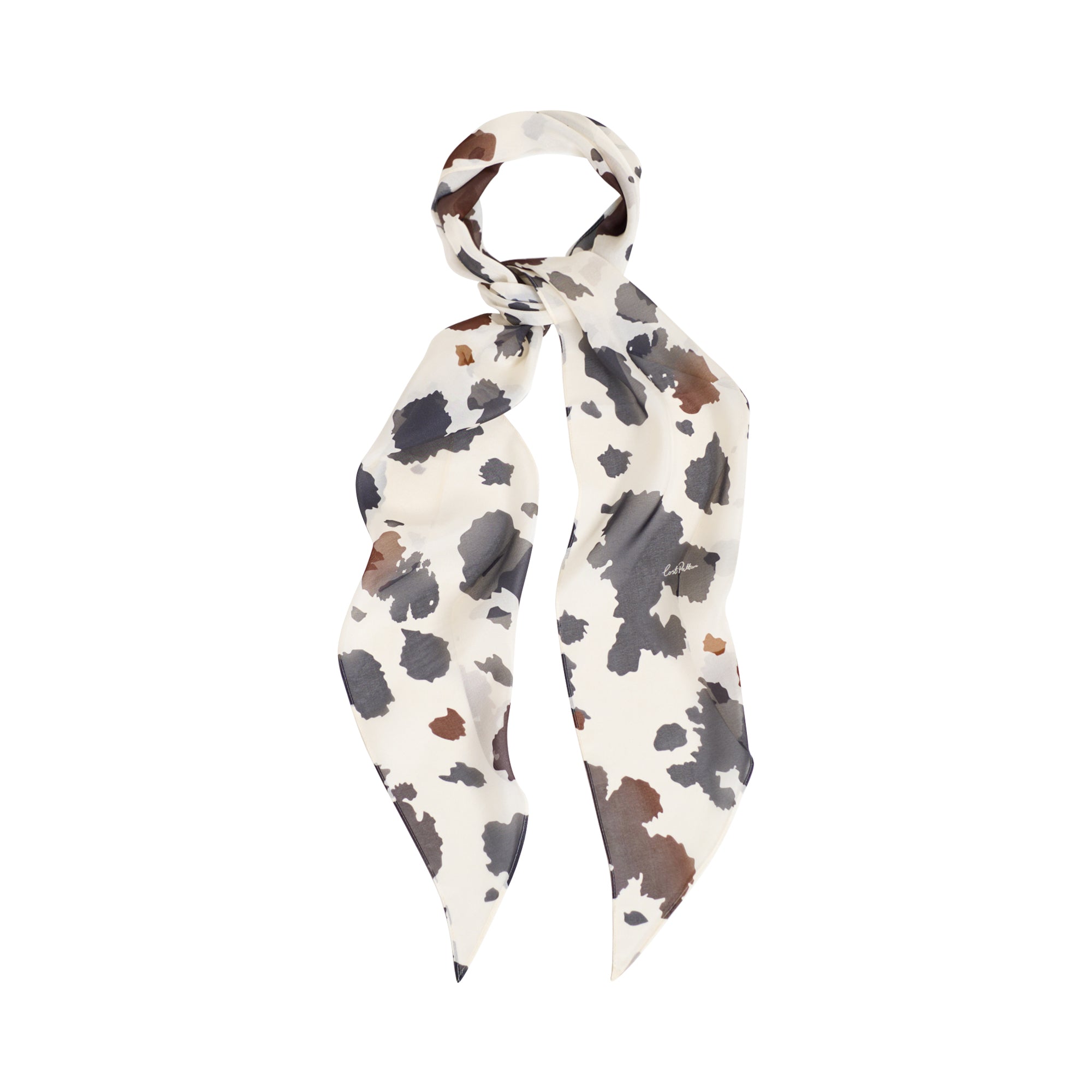 “Spot Chic" Silk Chiffon Neck Scarf - Cow Print