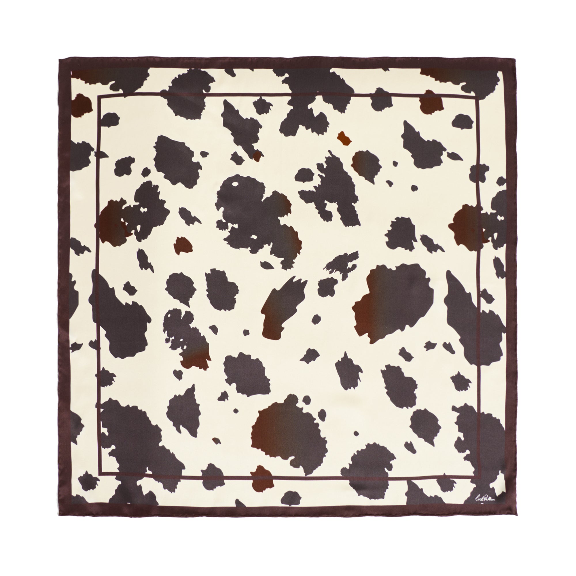“Spot Chic" Silk Bandana Scarf - Cow Print