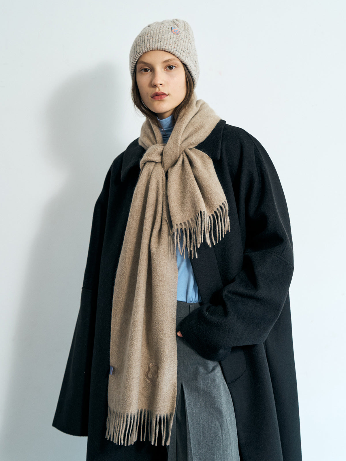 "Lost in Warmth" Classic Cashmere Scarf - Raw Cashmere - LOST PATTERN Cashmere