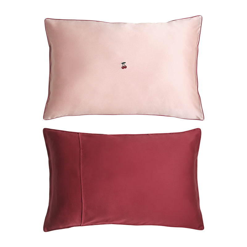 "Lost Cherries" Silk Pillowcase - Pink - LOST PATTERN Pillowcase