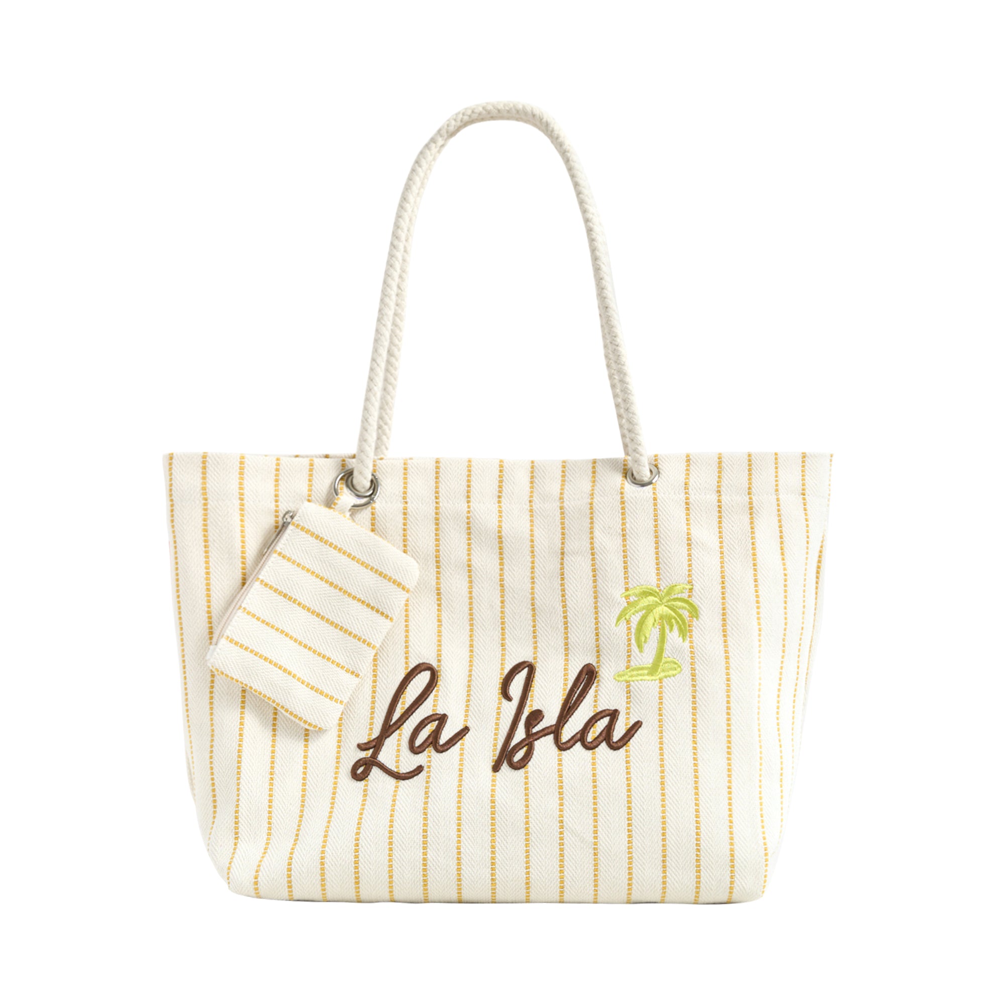 "La Isla" Large Canvas Tote Bag - Yellow