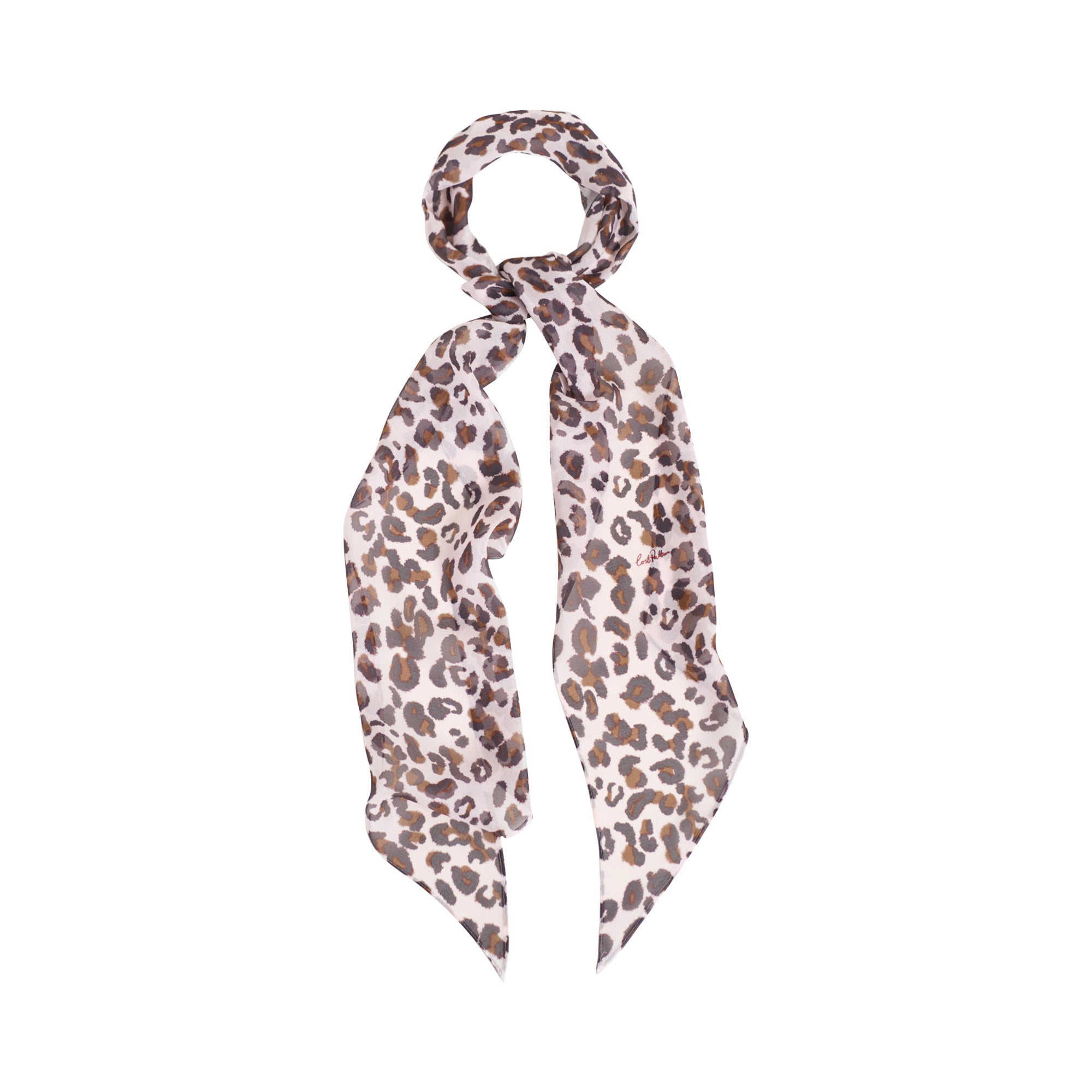 “Spot Chic" Silk Chiffon Neck Scarf - Blush Leopard