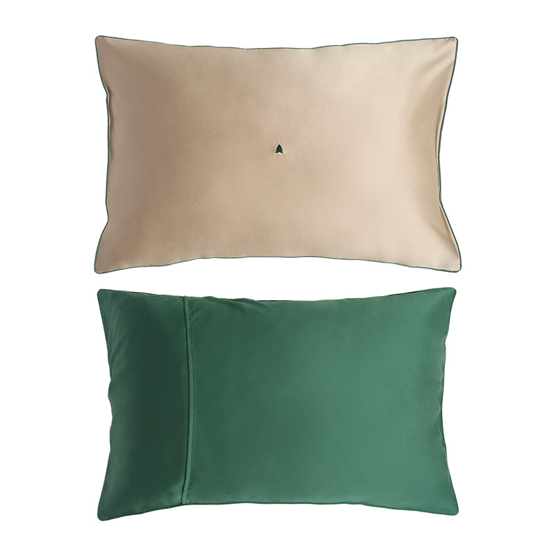 "Evergreen" Silk Pillowcase - Khaki - LOST PATTERN Pillowcase