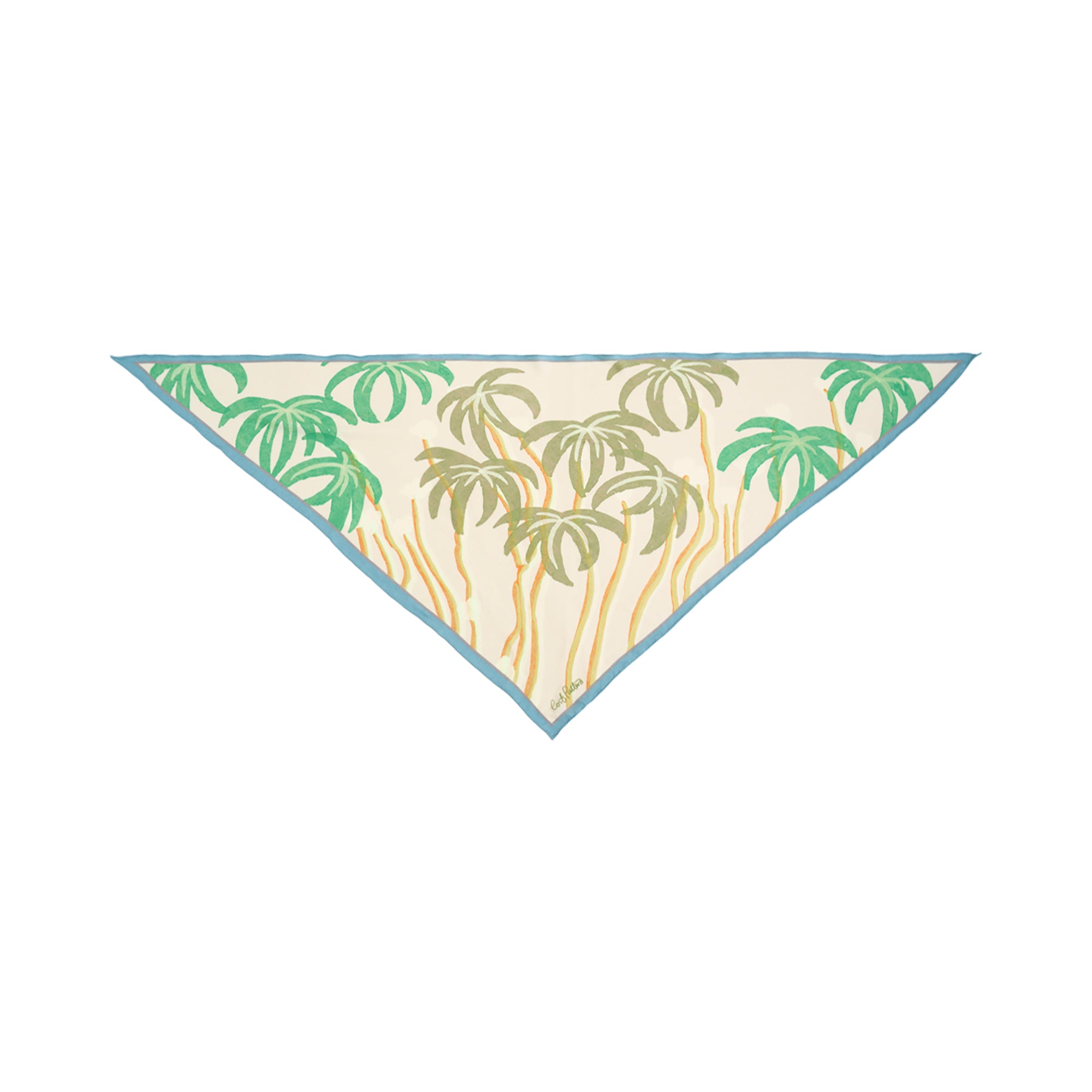 "Ethereal Mirage" Wool-Silk Triangle Wrap Scarf - Blue