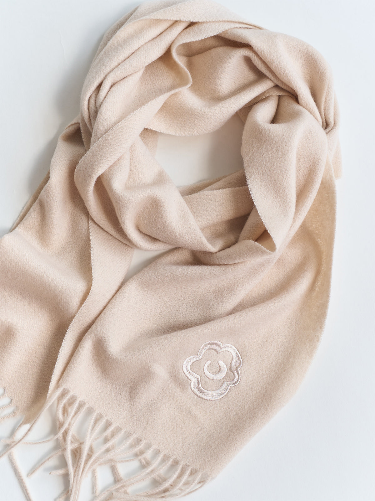 "Lost in Warmth" Classic Cashmere Scarf - Cream - LOST PATTERN Cashmere