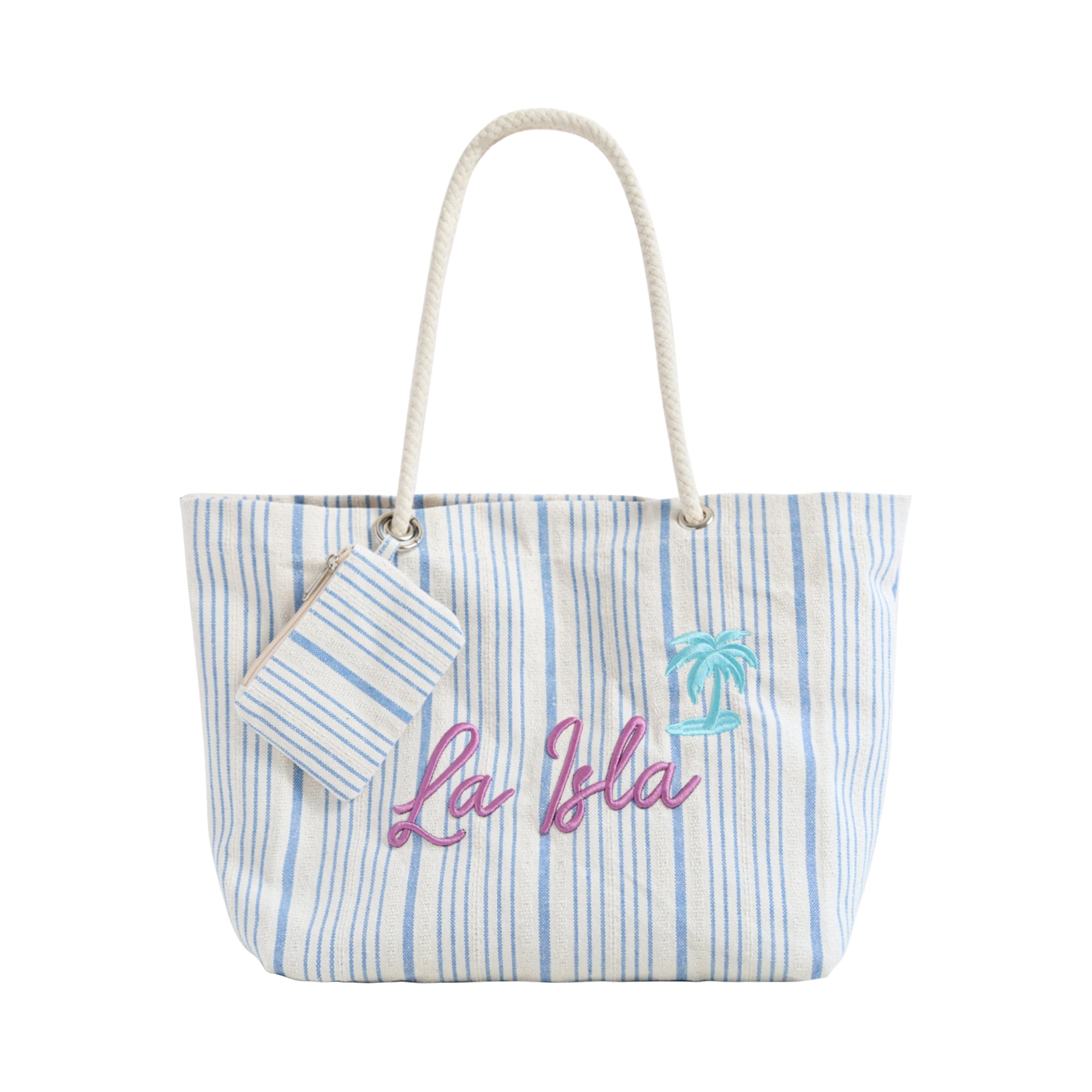 "La Isla" Large Canvas Tote Bag - Sky Blue