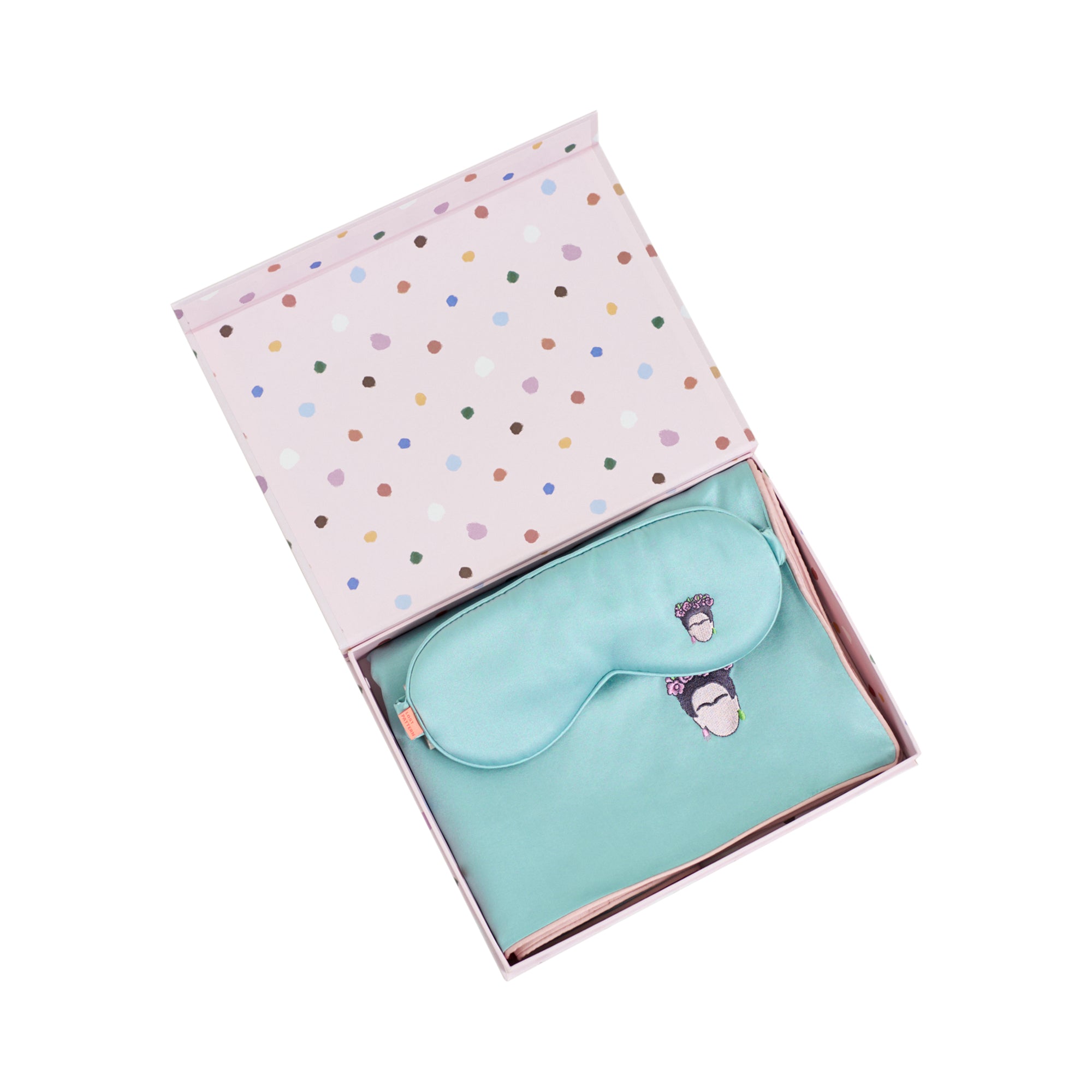 "Frida" 2 Piece Silk Gift Set: Silk Pillowcase & Silk Sleep Eye Mask - Teal