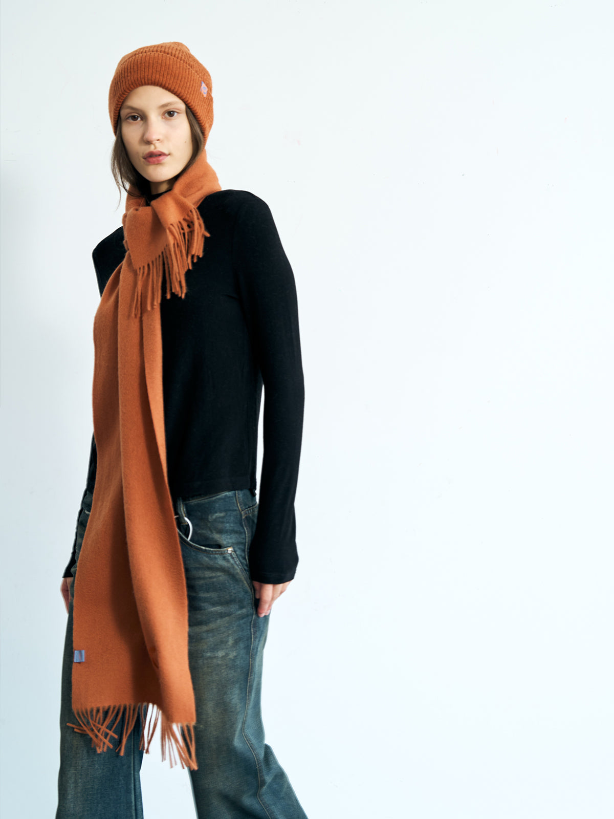 "Lost in Warmth" Classic Cashmere Scarf - Caramel - LOST PATTERN Cashmere