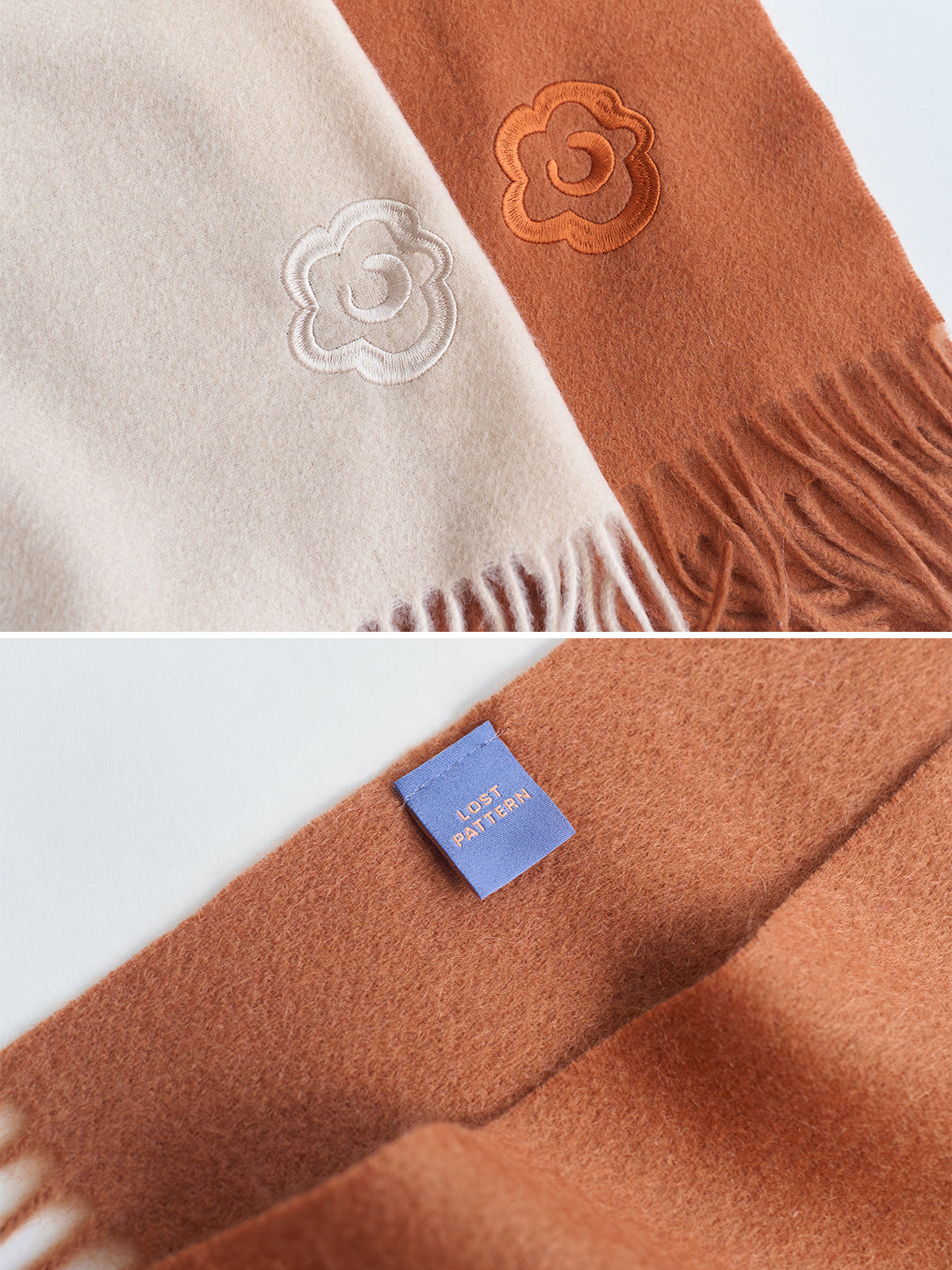 "Lost in Warmth" Classic Cashmere Scarf - Caramel - LOST PATTERN Cashmere