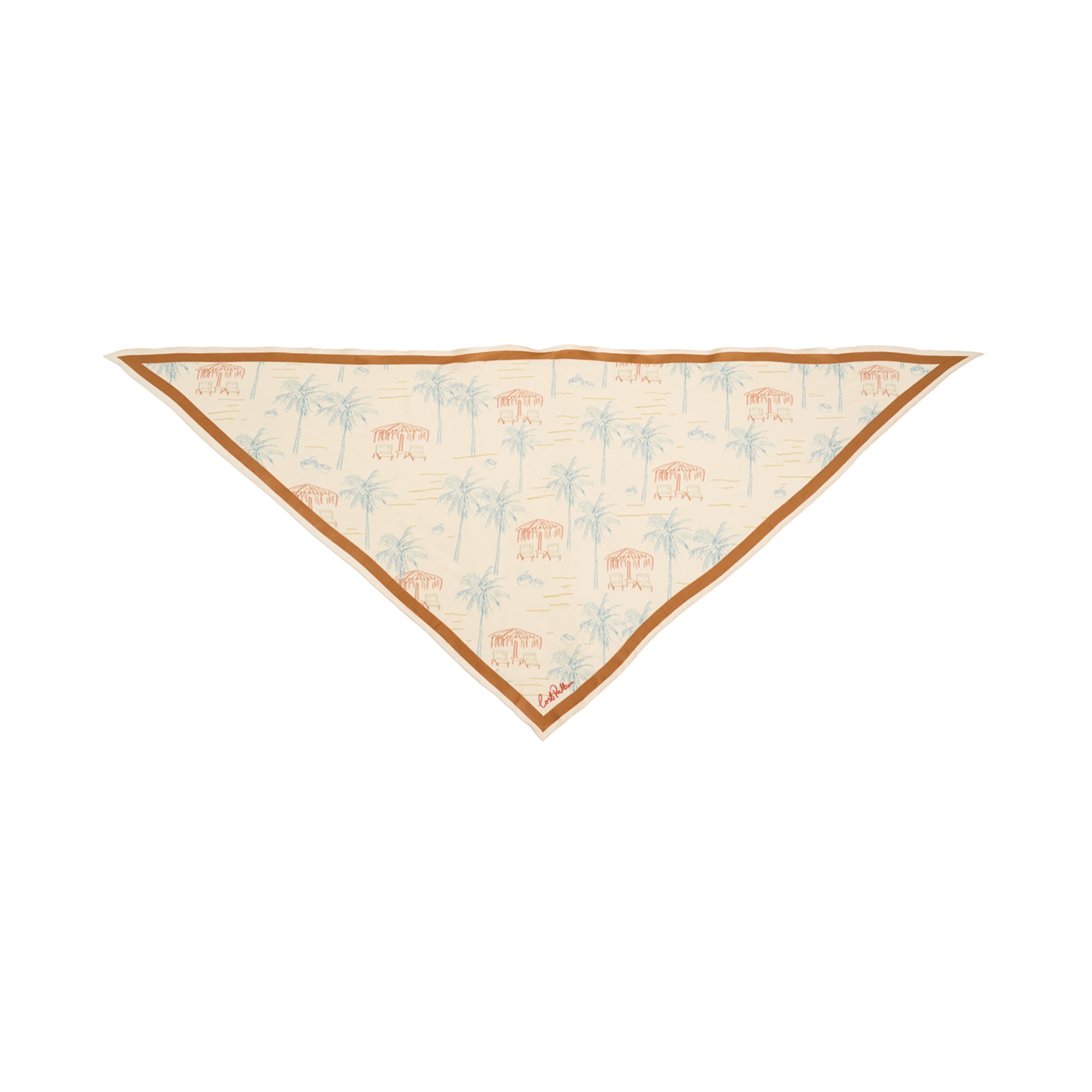 "Tropical Dream" Wool-Silk Triangle Wrap Scarf - Beige