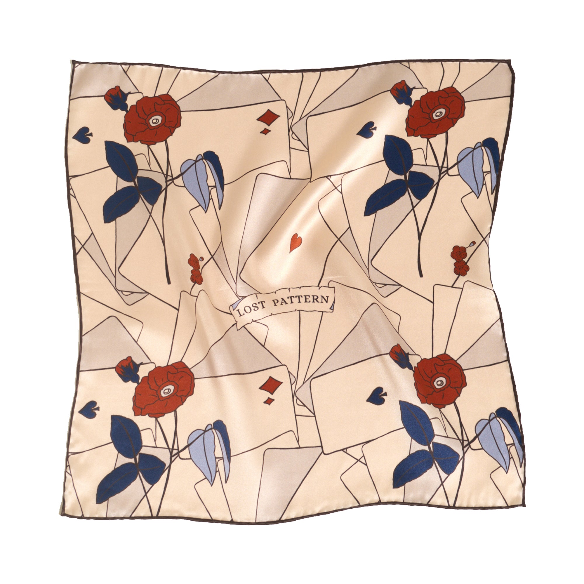 "Camellia"Silk Pocket Square - Khaki