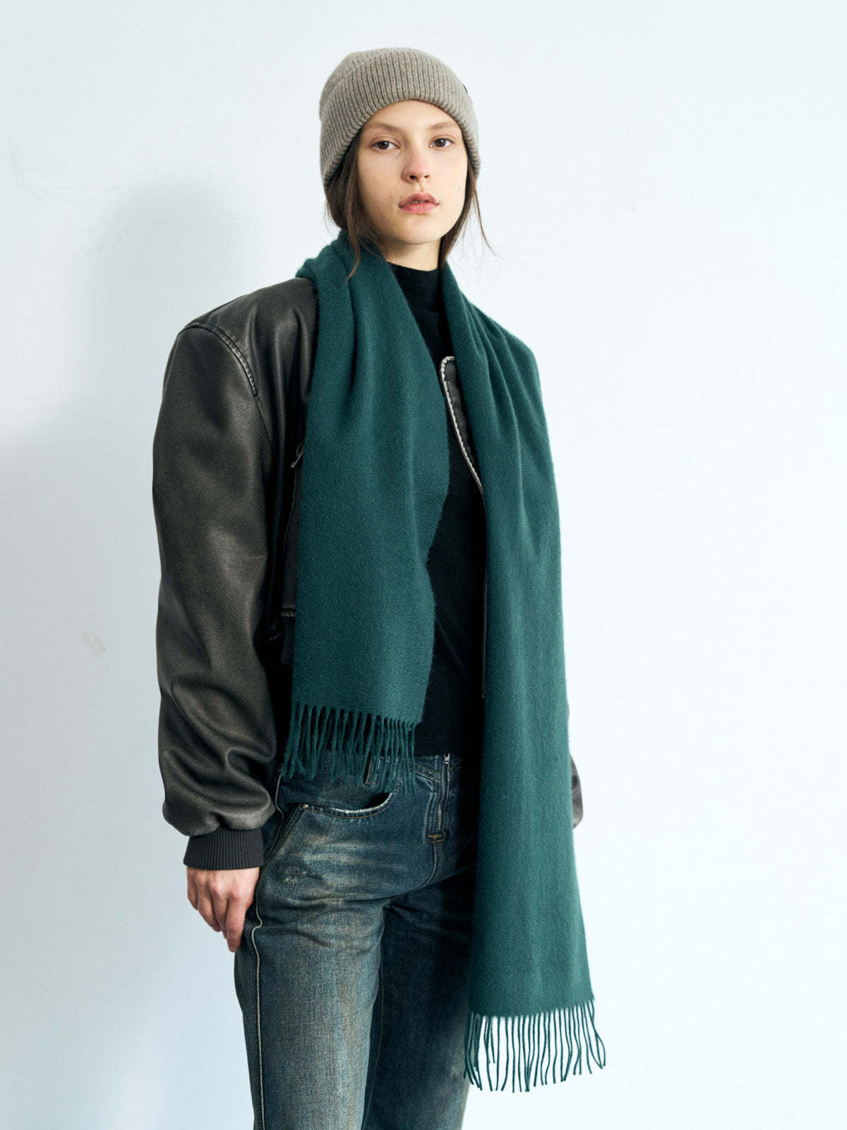 "Lost in Warmth" Classic Cashmere Scarf - Hunter Green - LOST PATTERN Cashmere