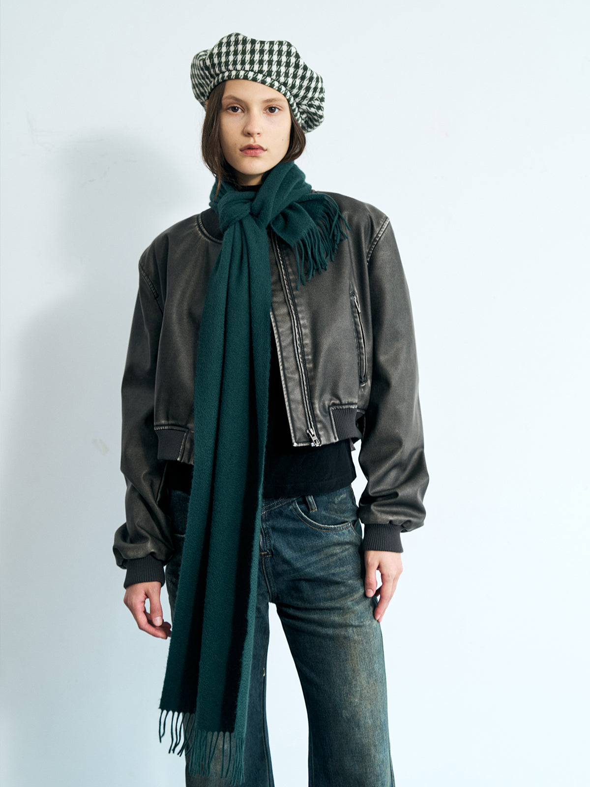 "Lost in Warmth" Classic Cashmere Scarf - Hunter Green - LOST PATTERN Cashmere