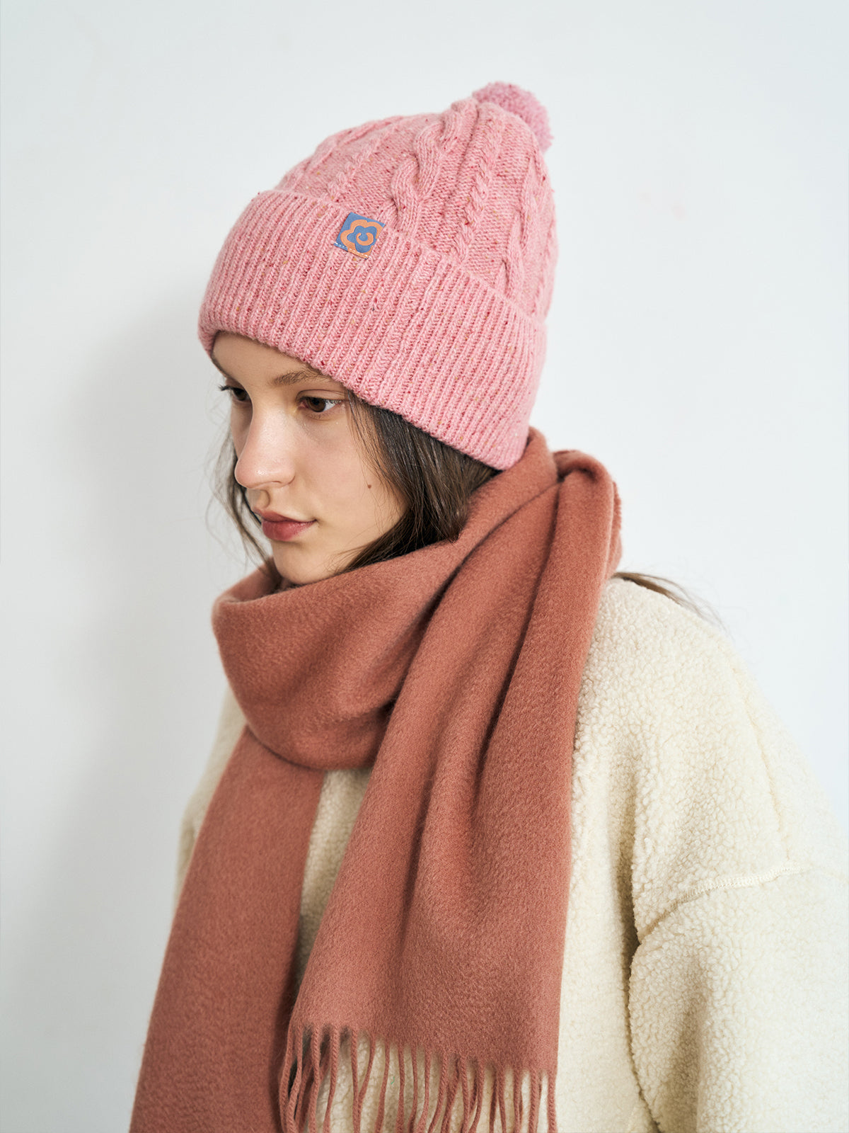 "Lost in Warmth" Classic Cashmere Scarf - Dusty Rose - LOST PATTERN Cashmere