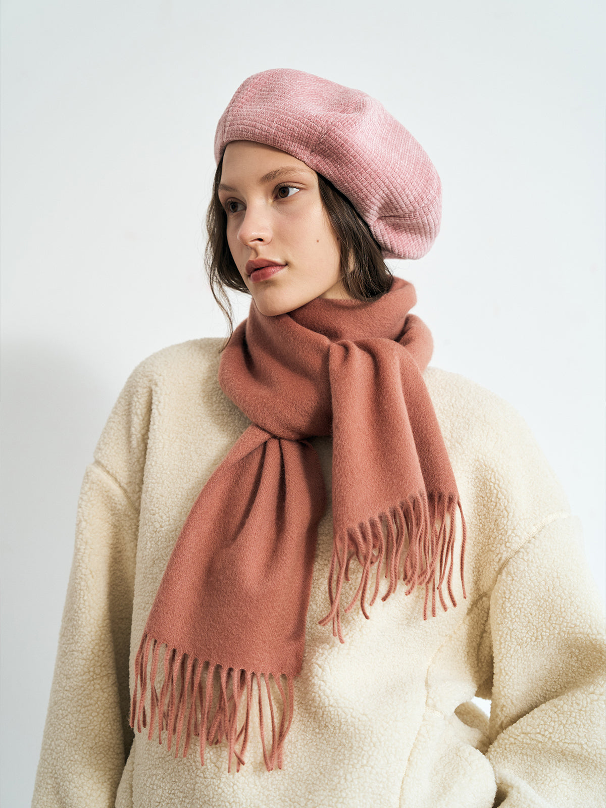 "Lost in Warmth" Classic Cashmere Scarf - Dusty Rose - LOST PATTERN Cashmere