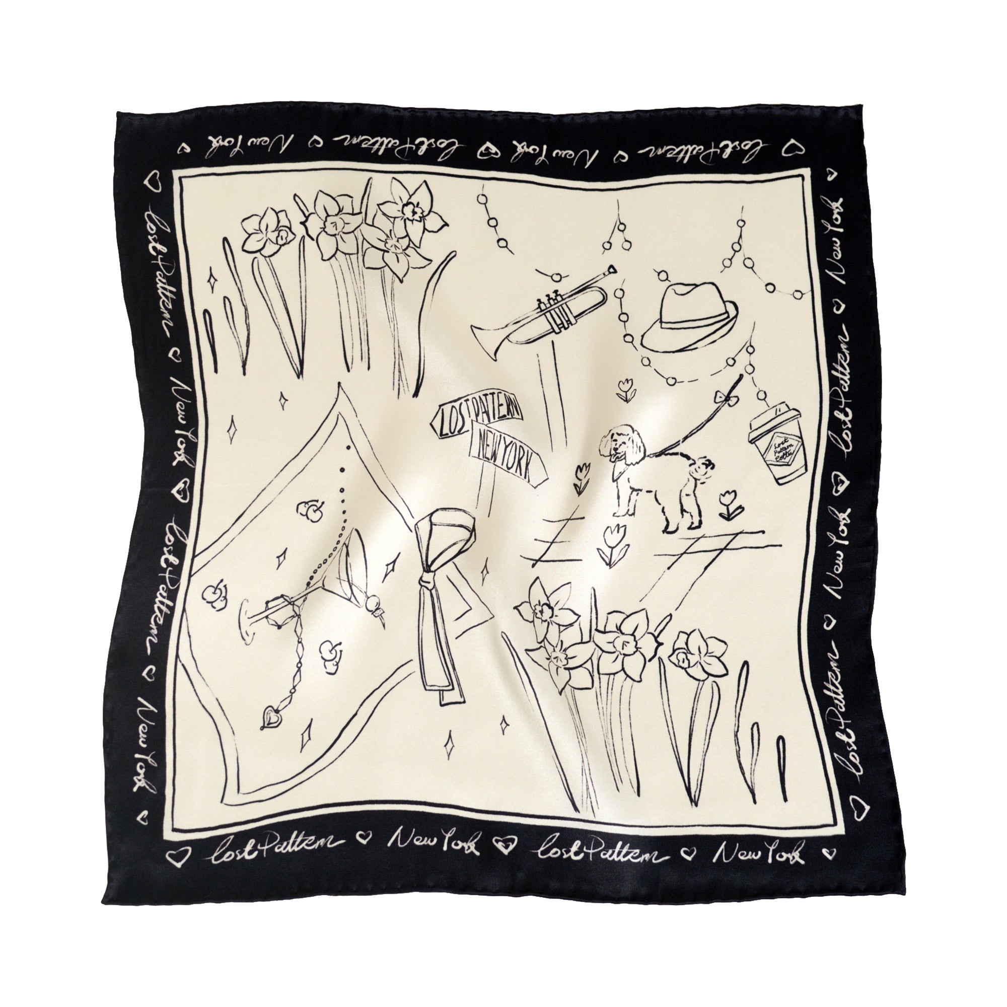 "New York in Sketches" Silk Pocket Square - Black & White