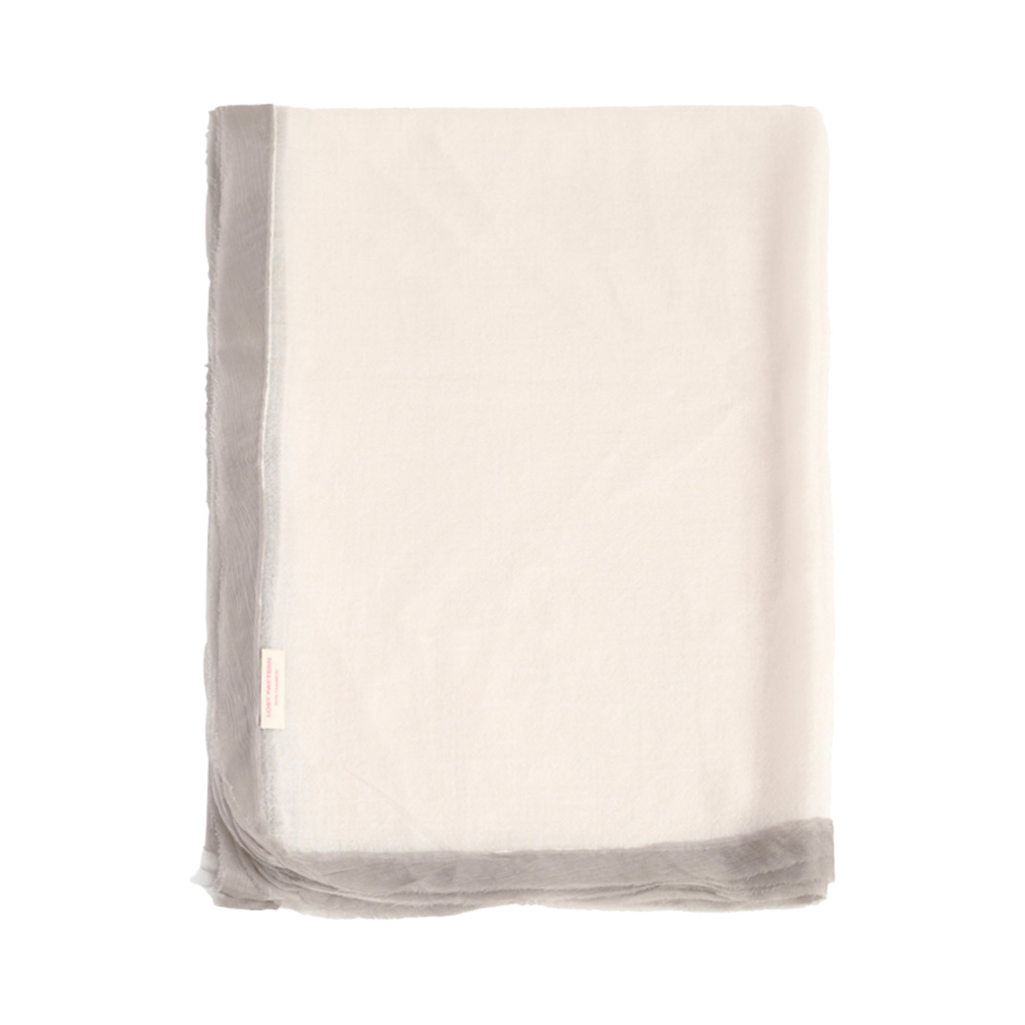 Silk-Bordered Cashmere Shawl - Beige & Grey