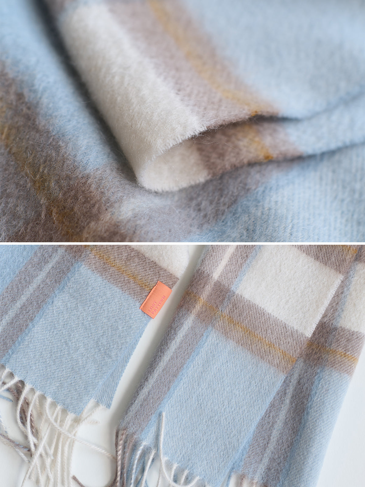 "Plaid" Cashmere Scarf - Blue - LOST PATTERN Cashmere