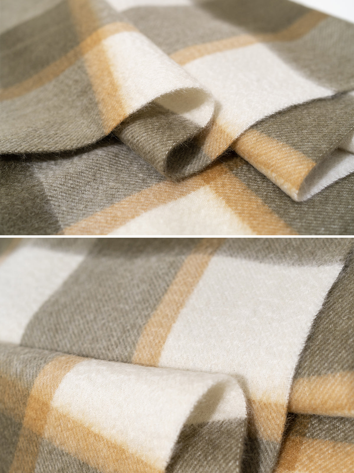 "Plaid" Cashmere Scarf - Matcha - LOST PATTERN Cashmere