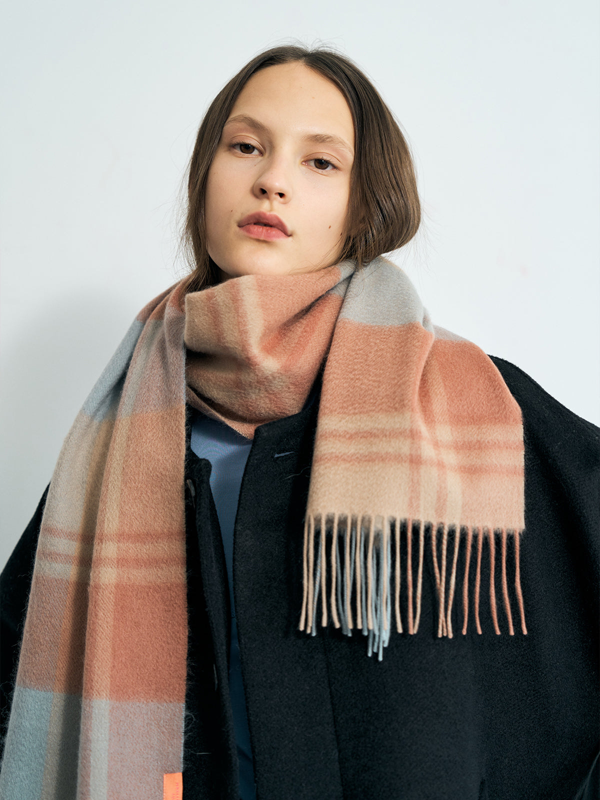 "Plaid" Cashmere Scarf - Pink & Blue - LOST PATTERN Cashmere