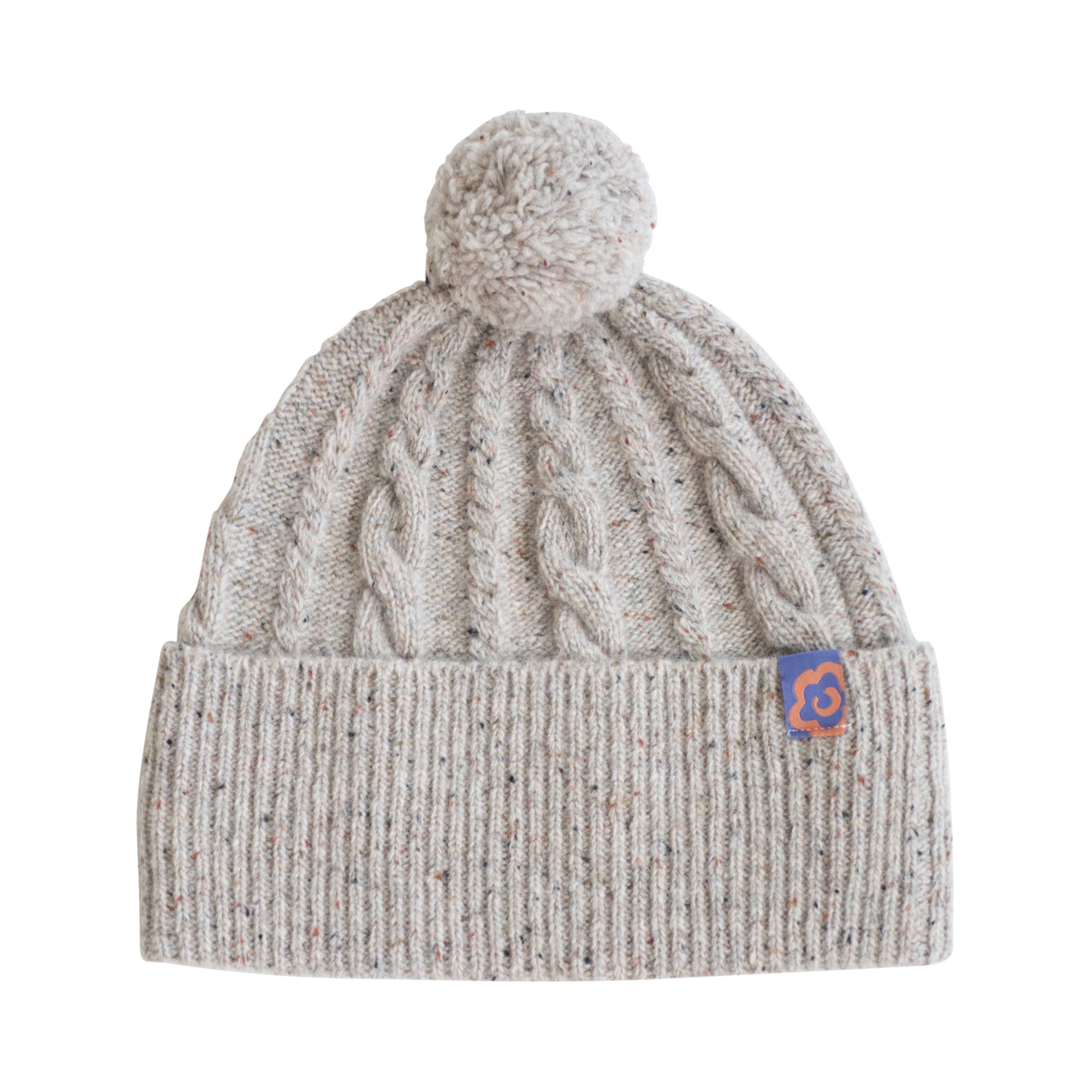 "Pom Pom" Cable Knit Wool Beanie - Silver Grey - Silver Grey - LOST PATTERN Cashmere