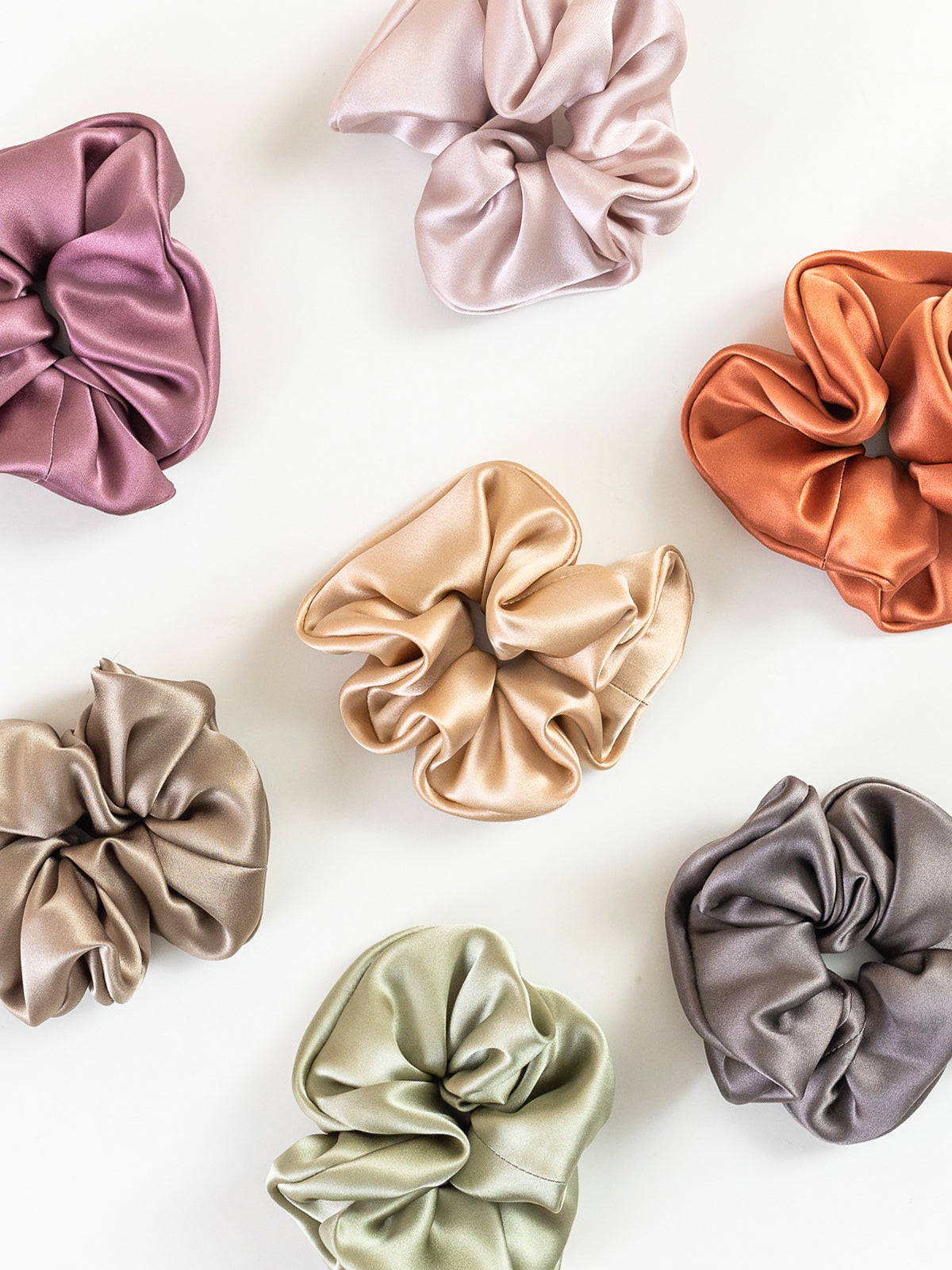 "Silken Hair" Silk Scrunchie Hair Tie - Metallic Taupe - LOST PATTERN Scrunchie