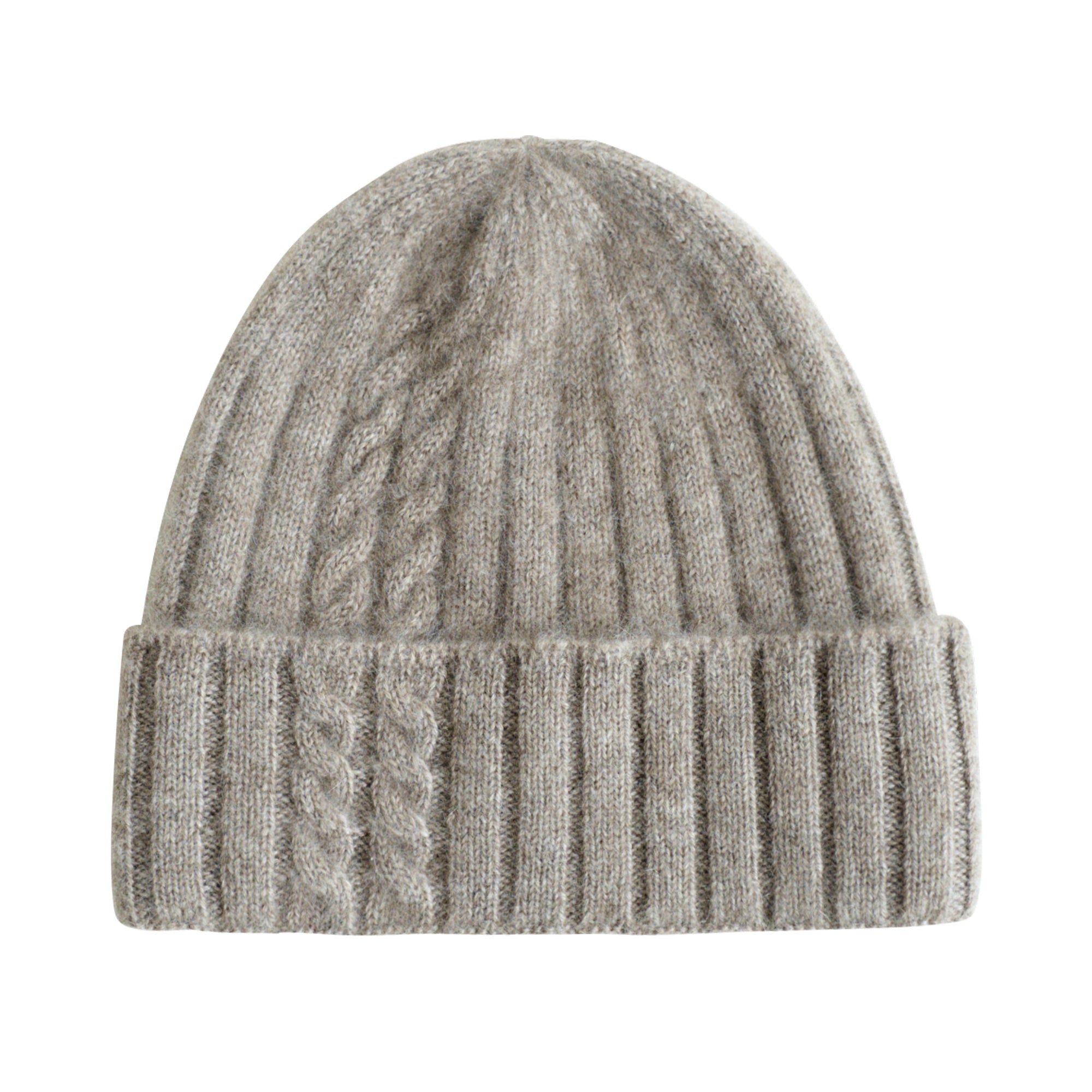 "Warmth Whisper" Cashmere Cable Knit Beanie - Steel Grey