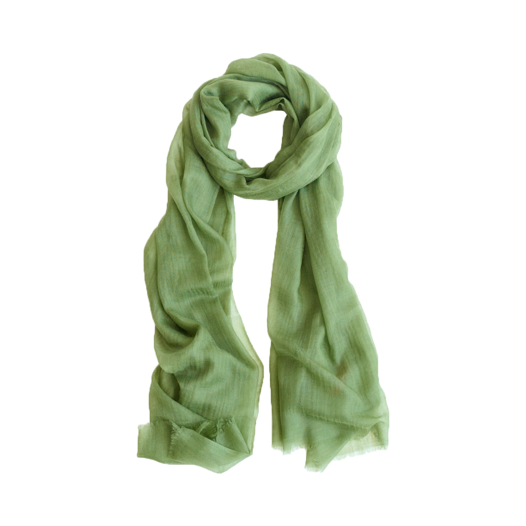 "Featherlight" Oversized Cashmere Scarf - Olive Green - Olive Green - LOST PATTERN Cashmere