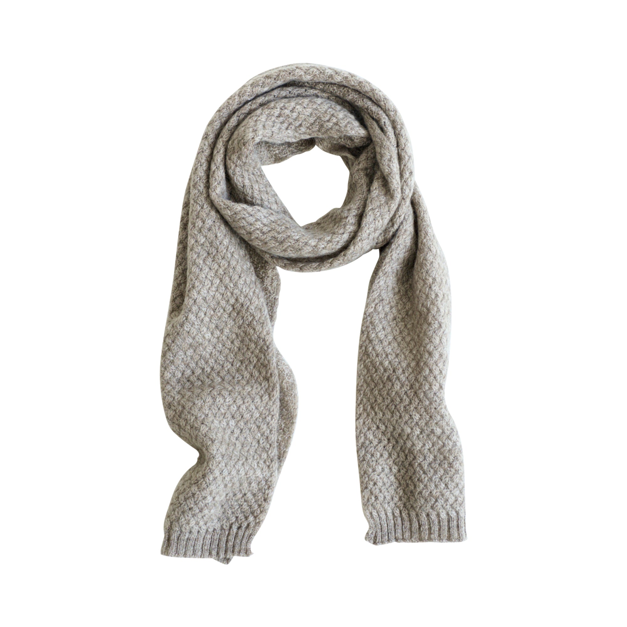 "Warmth Whisper" Waffle Knit Cashmere Scarf - Steel Grey