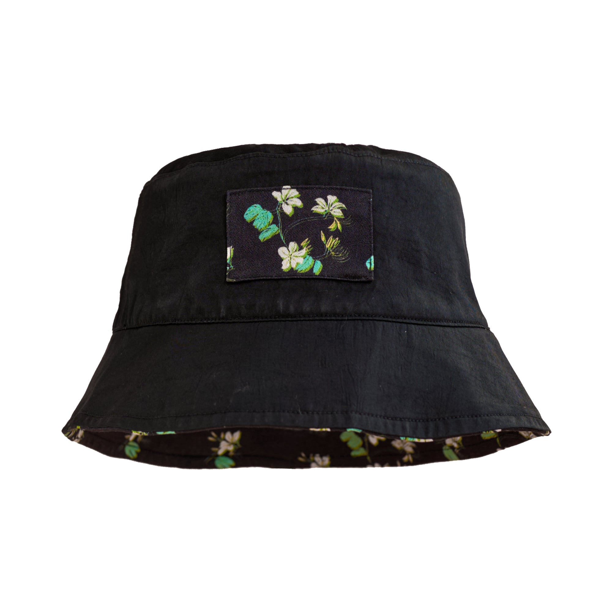 "Beach Blossom" Reversible Bucket Hat - Black - Black - LOST PATTERN Hats