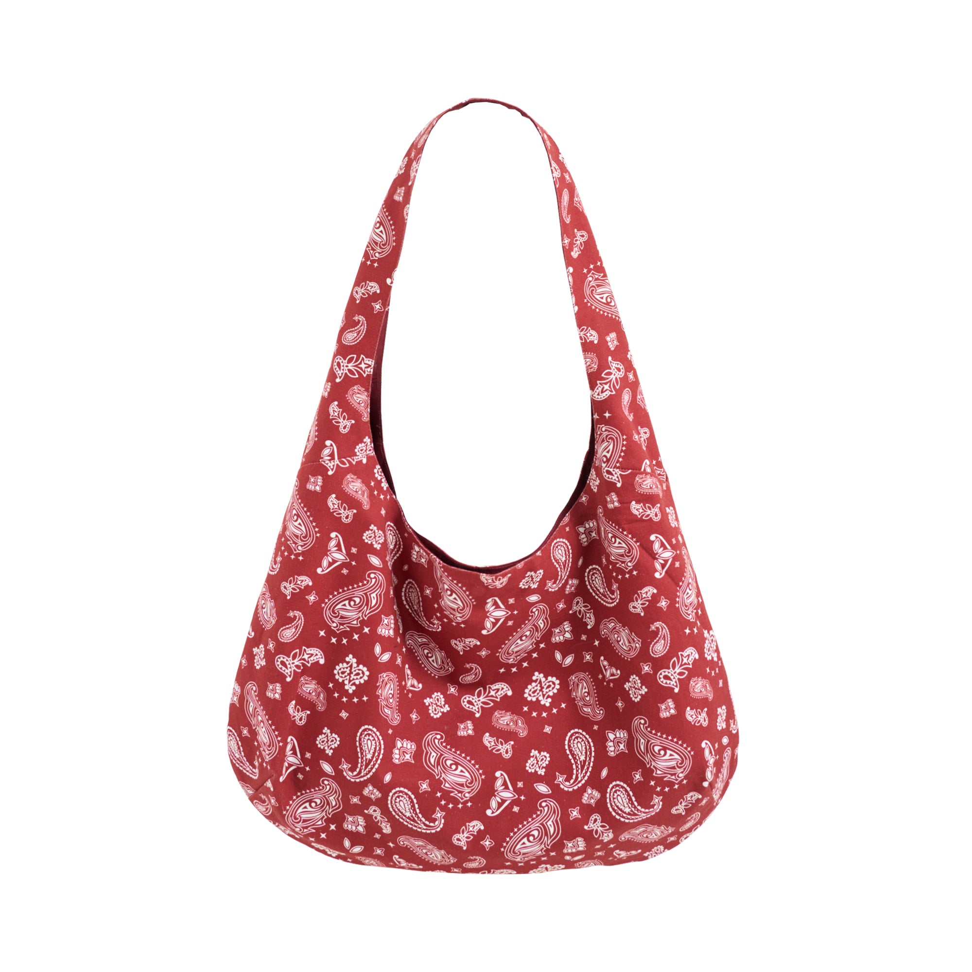 "Paisley" Cotton Hobo Shoulder Bag - Retro Red