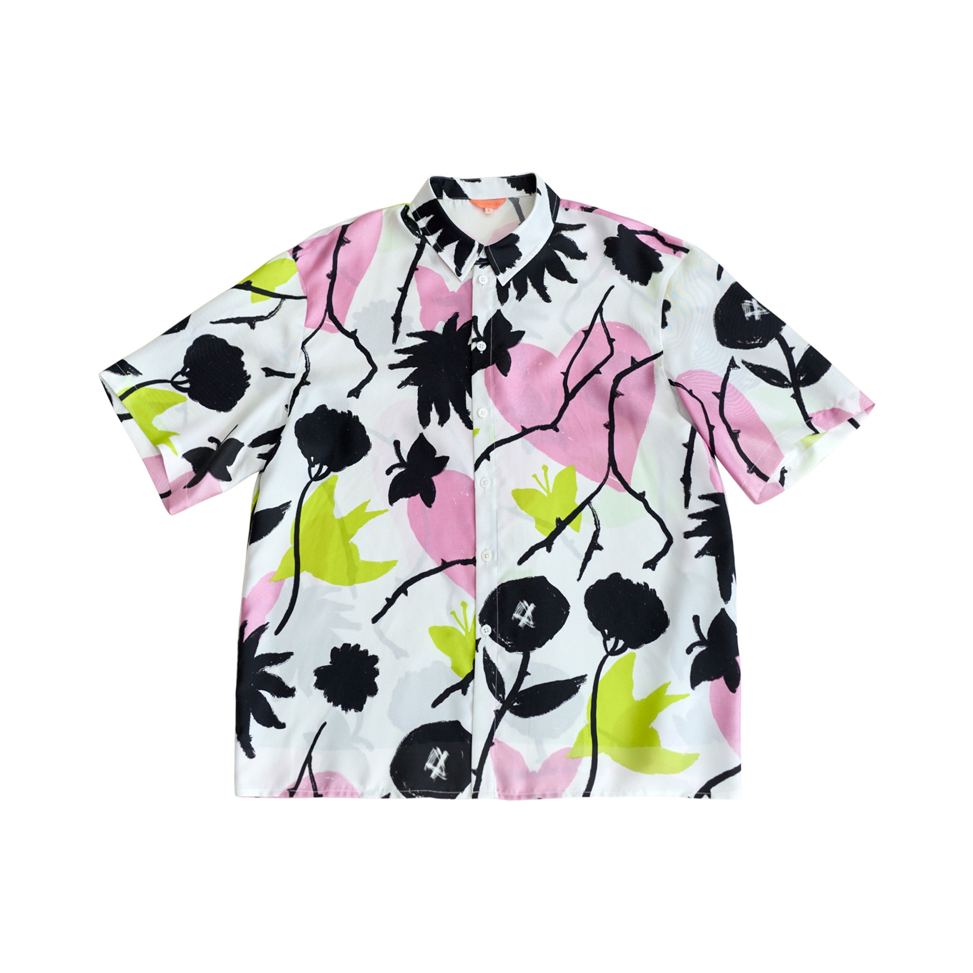 "Frida's Dream" Oversized Silk Hawaii Shirt - Pink & Black - XS - LOST PATTERN Shirt