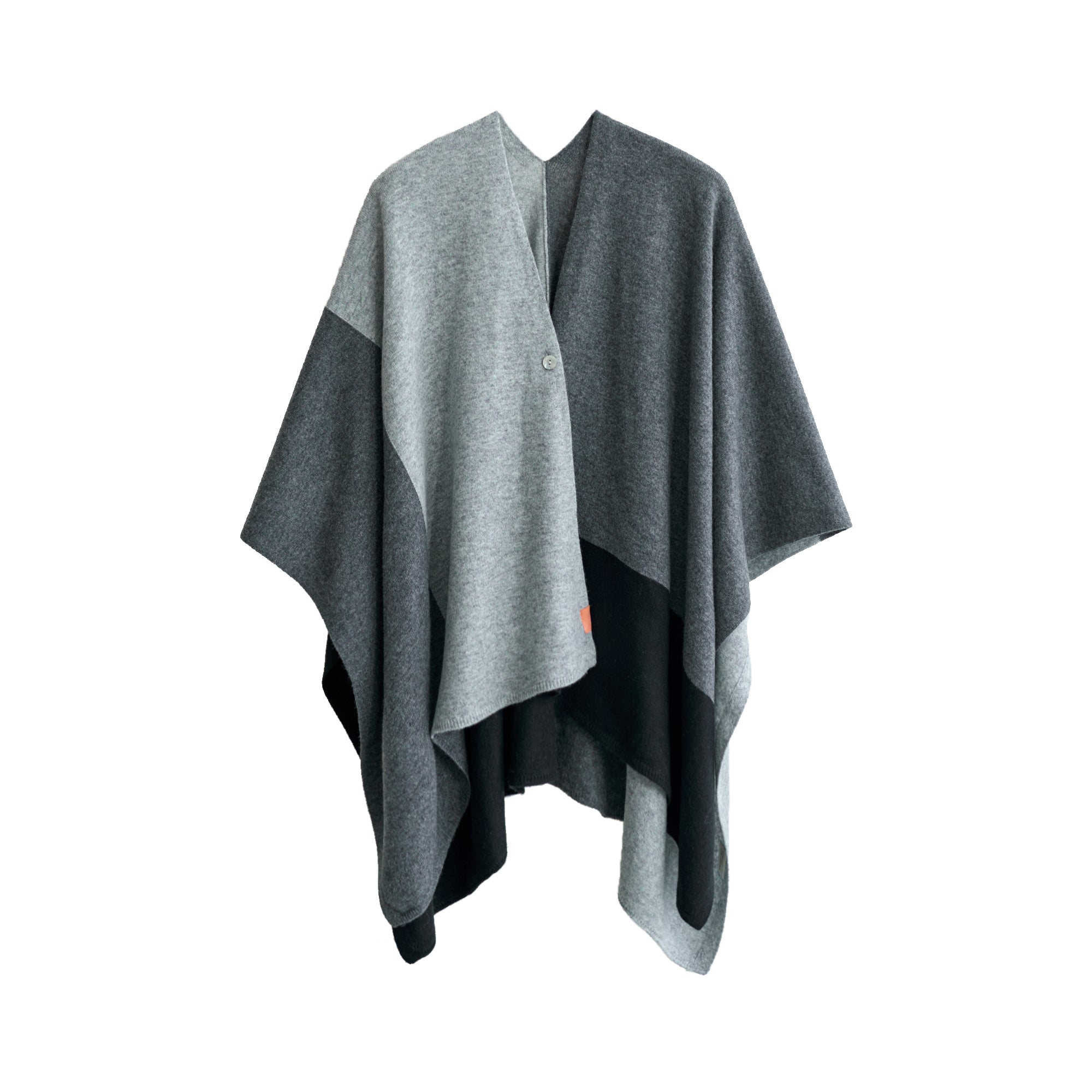 "Lost in Warmth" Luxurious Wool-Cashmere Blend Cape - Grey - Grey - LOST PATTERN Cashmere