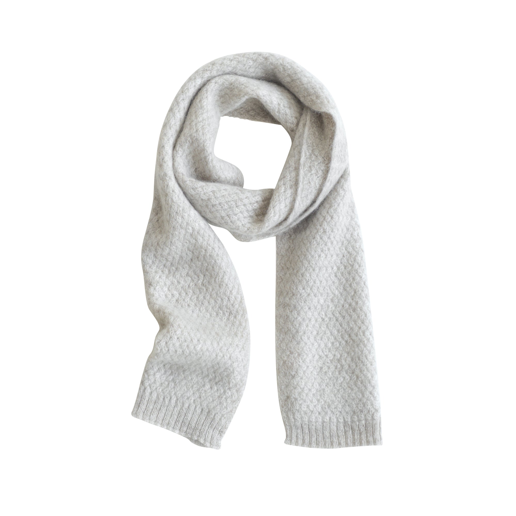 "Warmth Whisper" Waffle Knit Cashmere Scarf - Light Grey - Light Grey - LOST PATTERN Cashmere