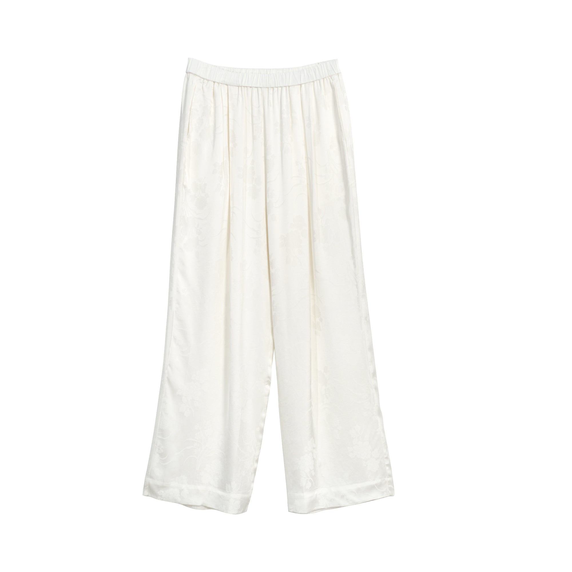 "Beach Blossom" Wide-Leg Palazzo Pants - White - S - LOST PATTERN Pants