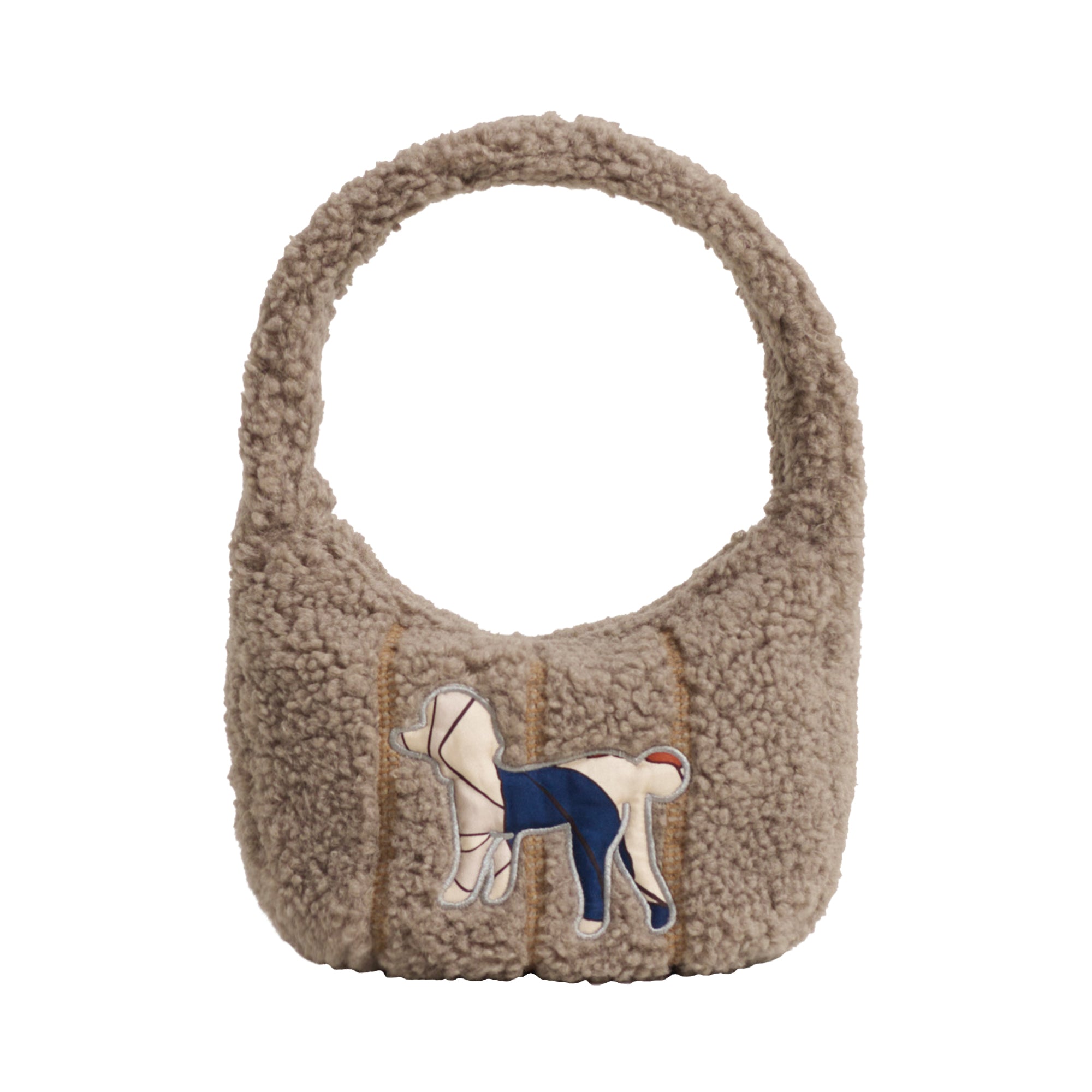 "Pan Pan" Half Moon Shearling Bag - Taupe - Taupe - LOST PATTERN Tote Bag