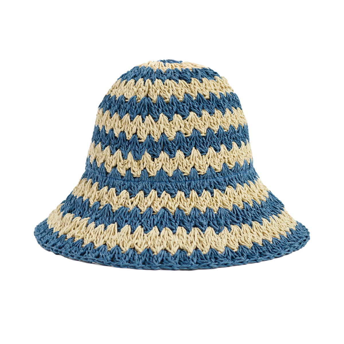 Packable Bucket Hat Woven Raffia Straw Stripe Pattern Monica 5 main image 3