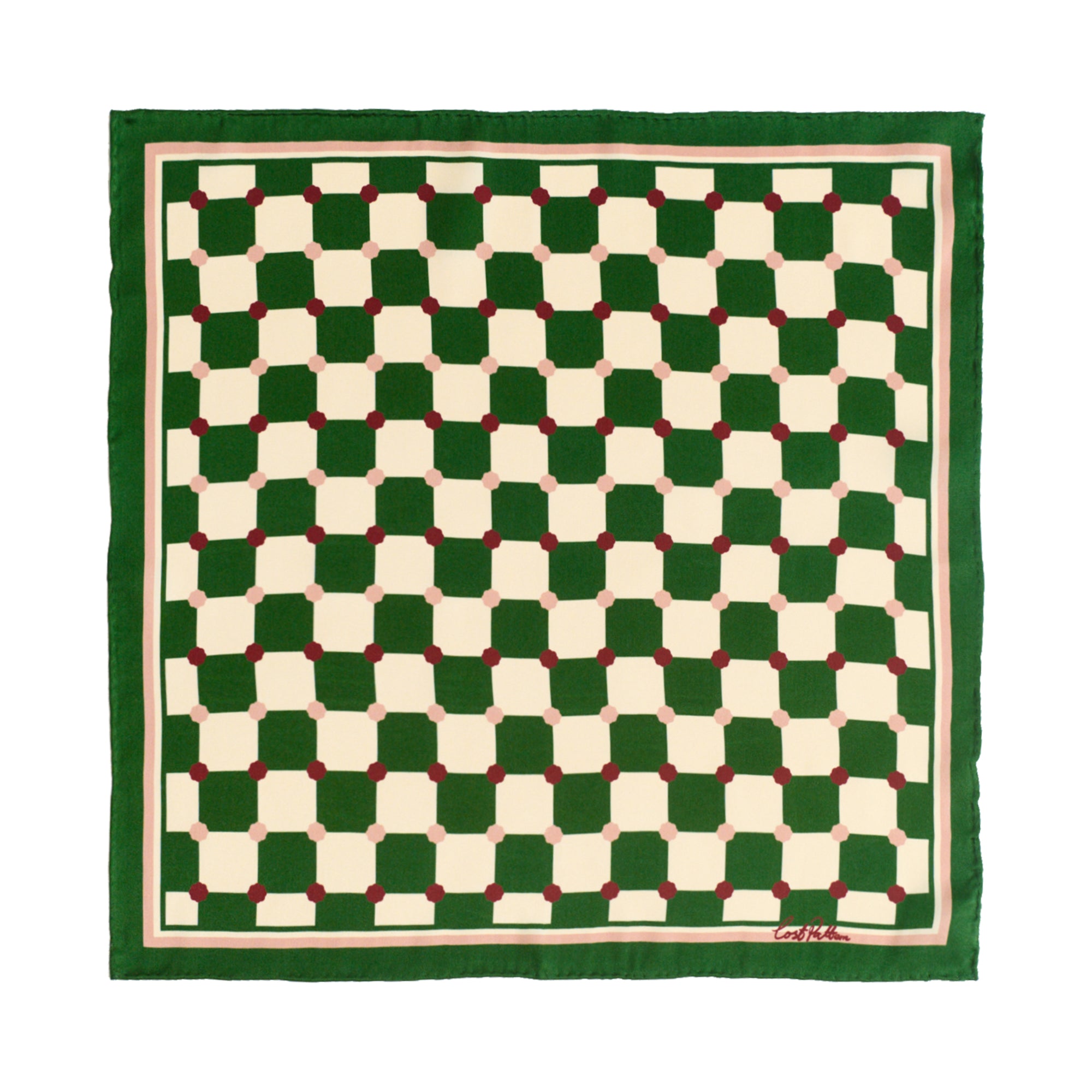 "Checkerboard" Silk Pocket Square - Green