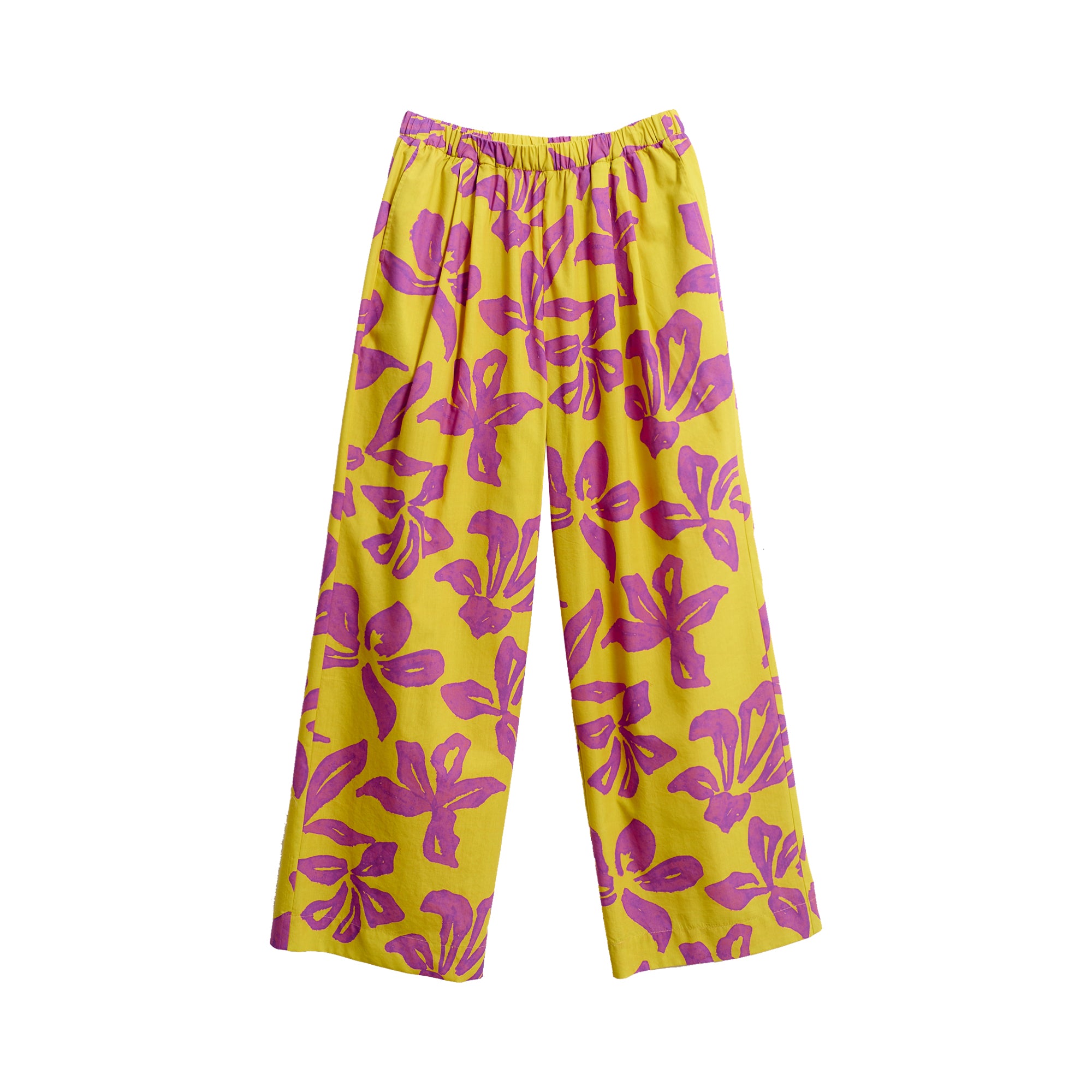 “Tropical Bliss” Wide-Leg Palazzo Pants - Golden Hour - S - LOST PATTERN Pants