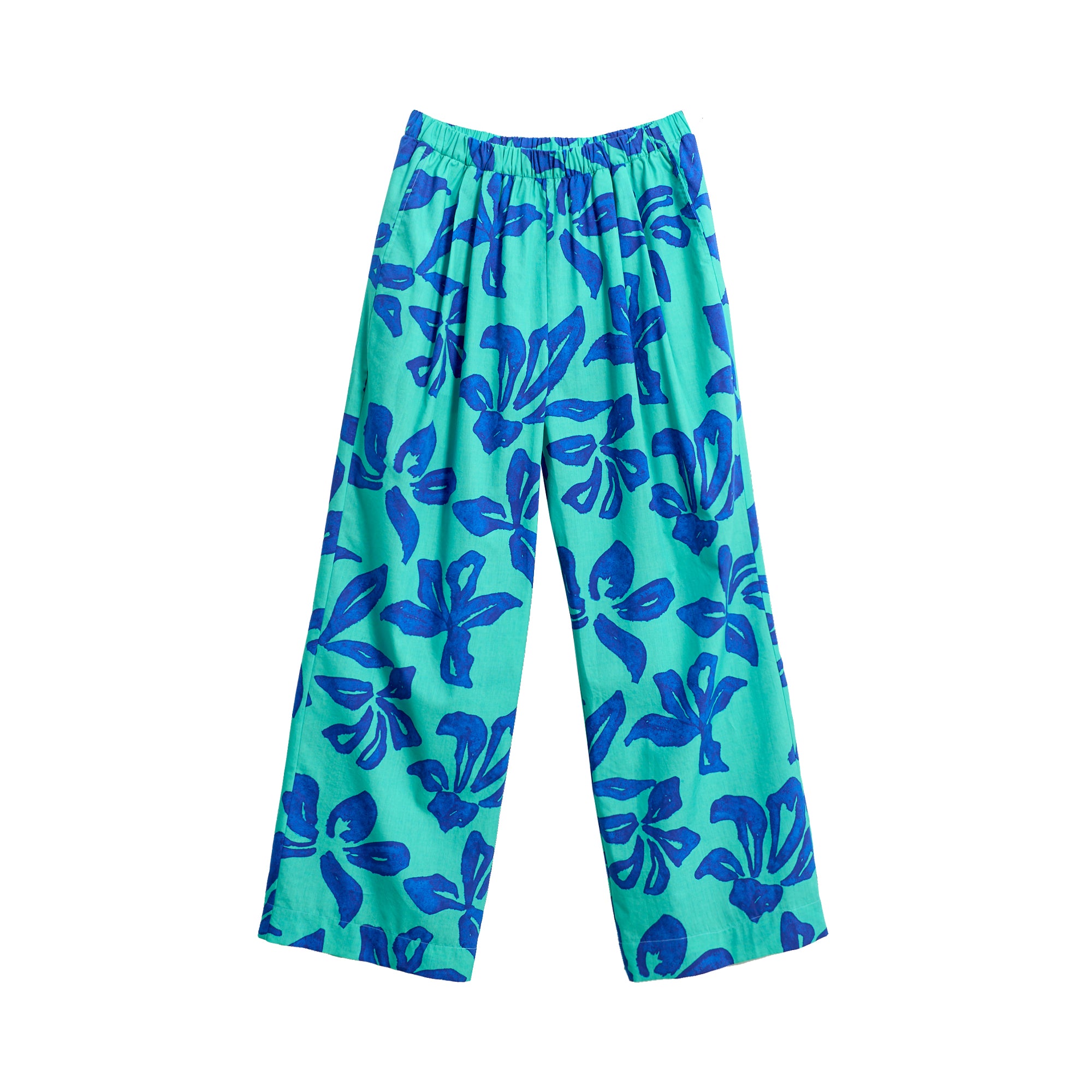 “Tropical Bliss” Wide-Leg Palazzo Pants - Ocean Blue - S - LOST PATTERN Pants