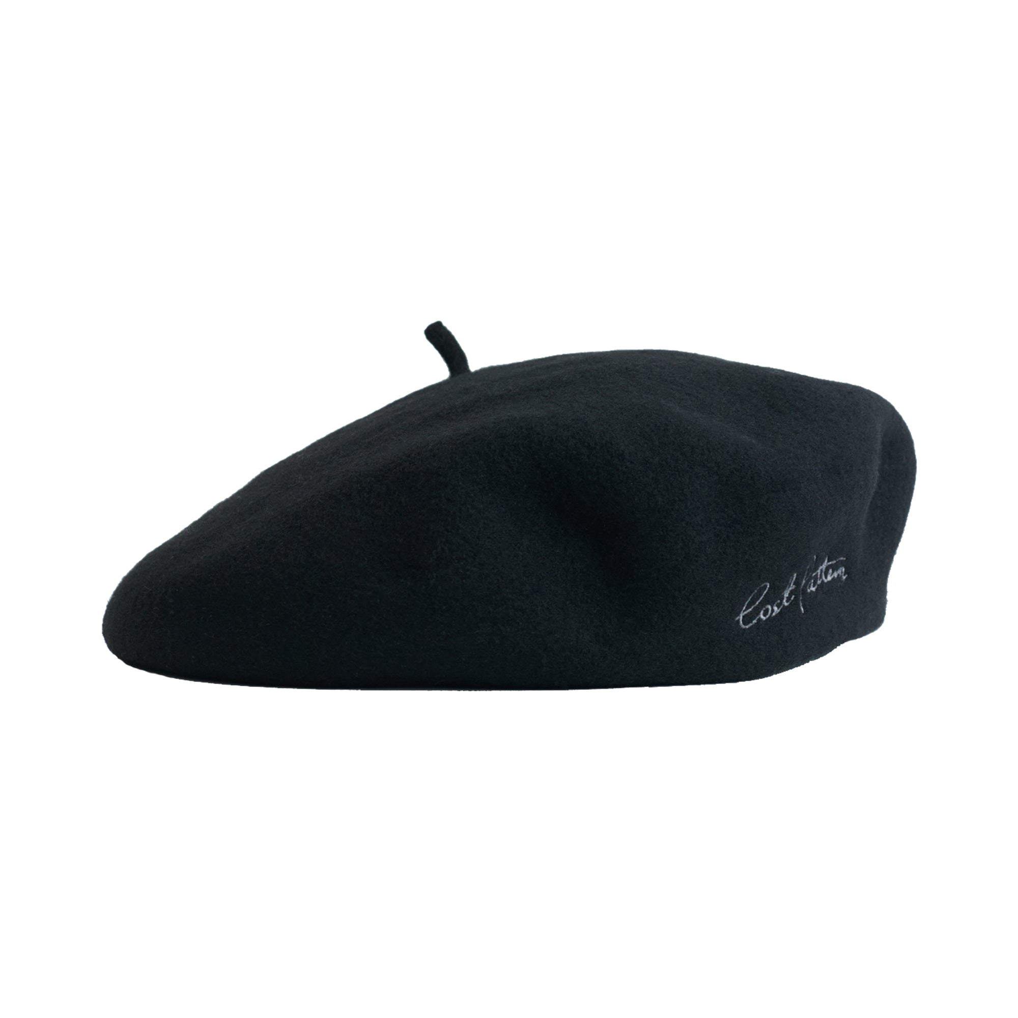 "Bon Chic" Wool Beret - Black - Black - LOST PATTERN Cashmere