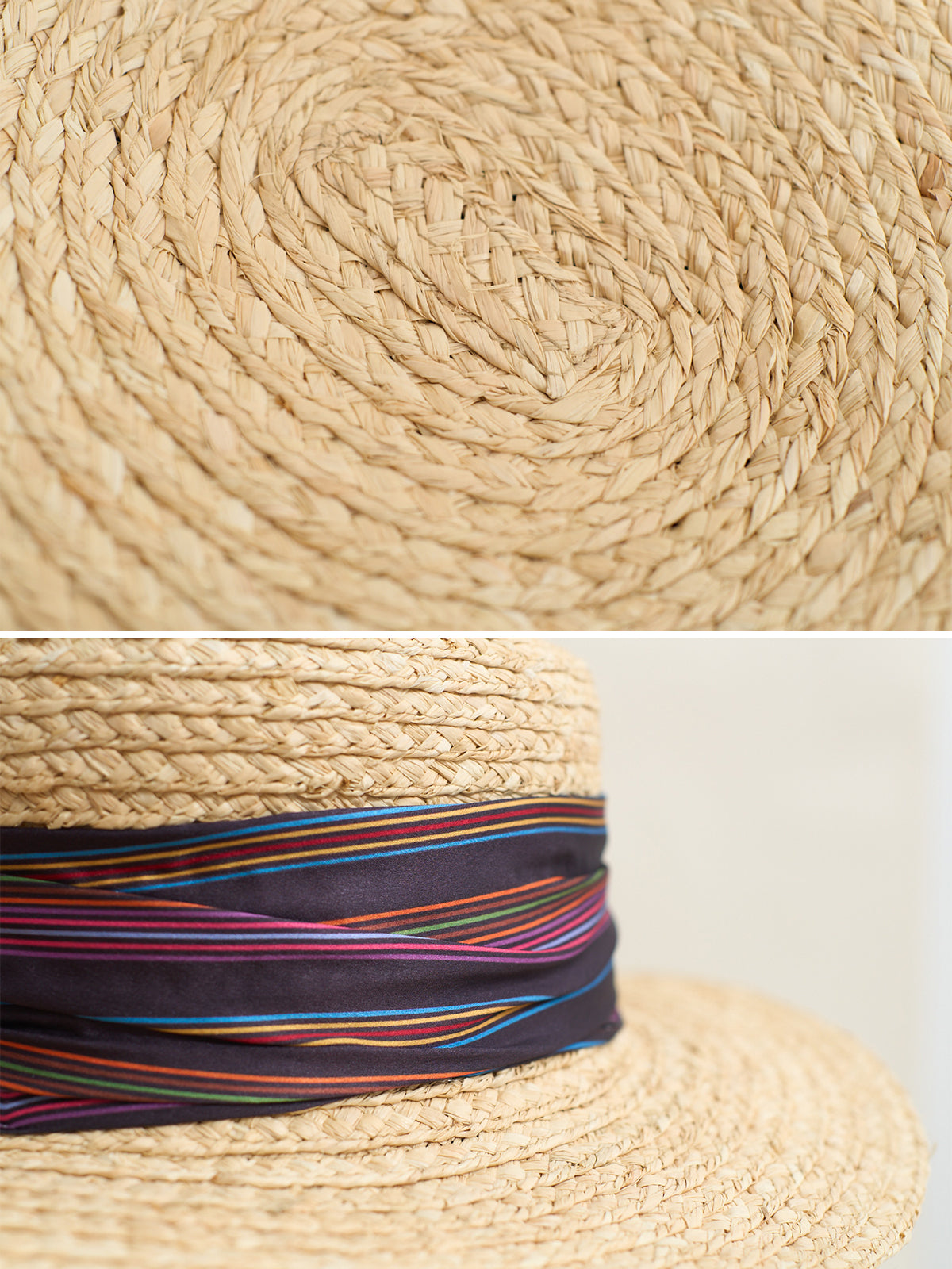 "Frida's Garden" Raffia Hat with Ribbon Band - Purple - LOST PATTERN Hats