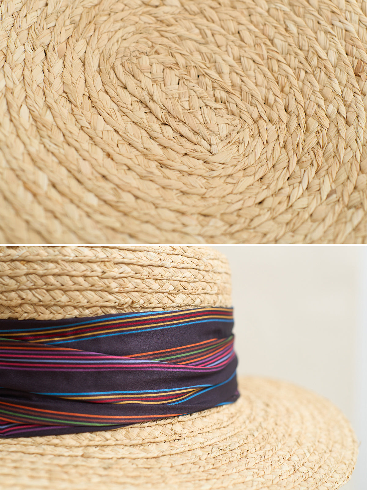 "Frida's Garden" Straw Hat with Ribbon Band - Purple - LOST PATTERN Hats