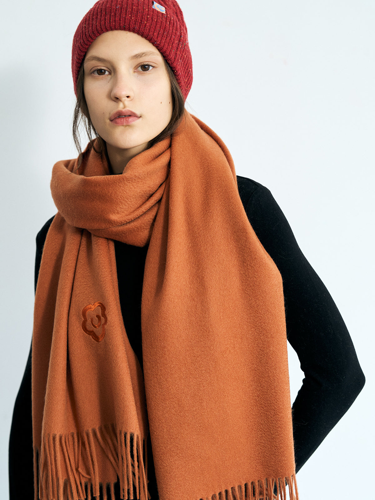 "The Big Shawl" Oversized Cashmere Wrap - Caramel - LOST PATTERN Cashmere