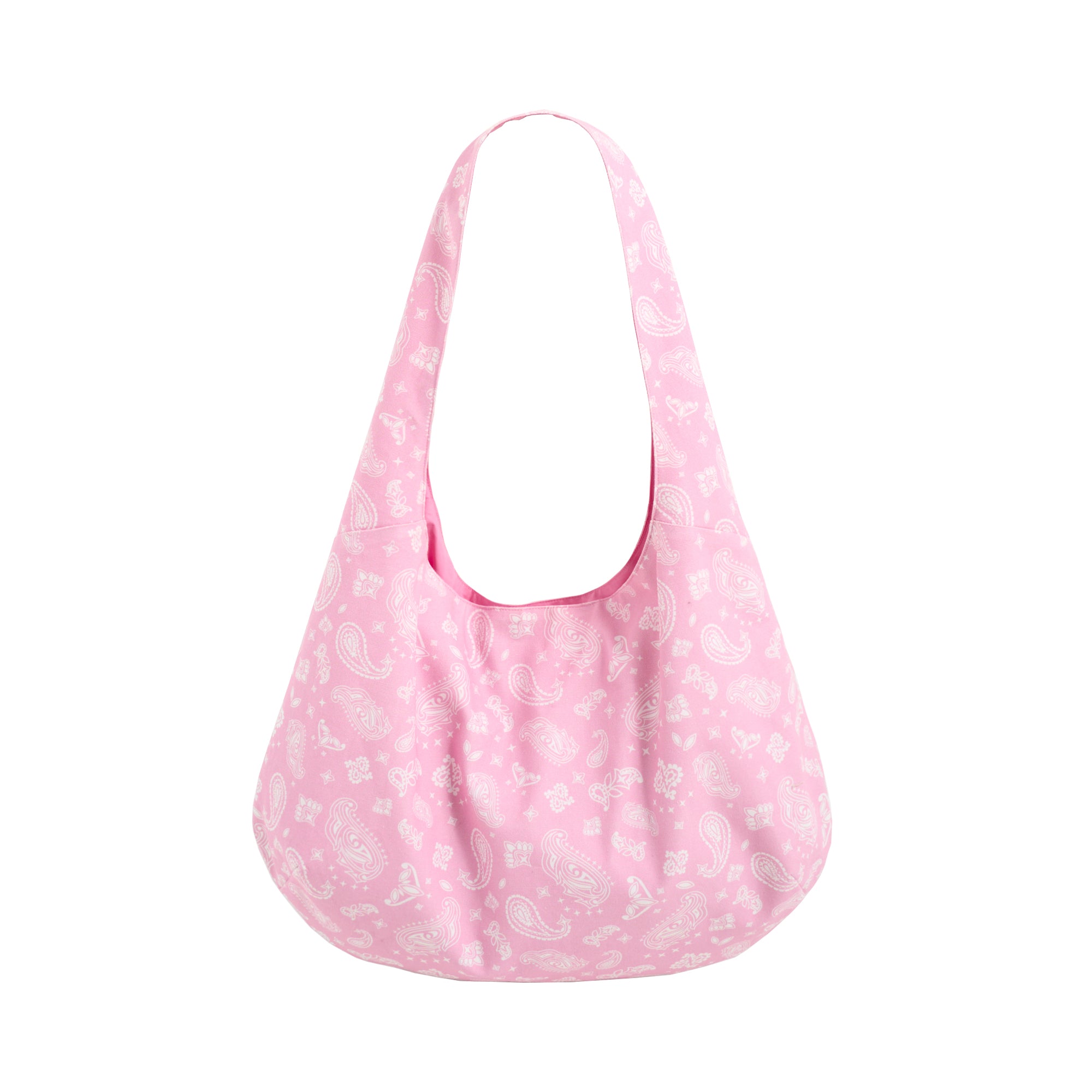 "Paisley" Cotton Hobo Shoulder Bag - Powder Pink