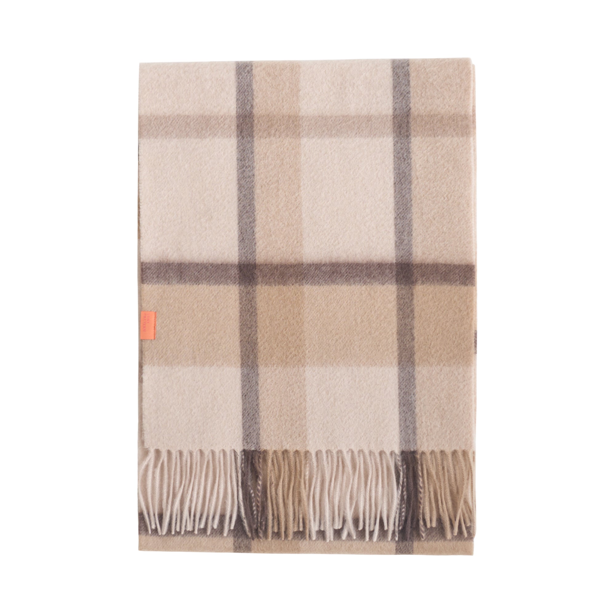 "Plaid" Cashmere Scarf - Coffee Cream - Coffee Cream - LOST PATTERN Cashmere