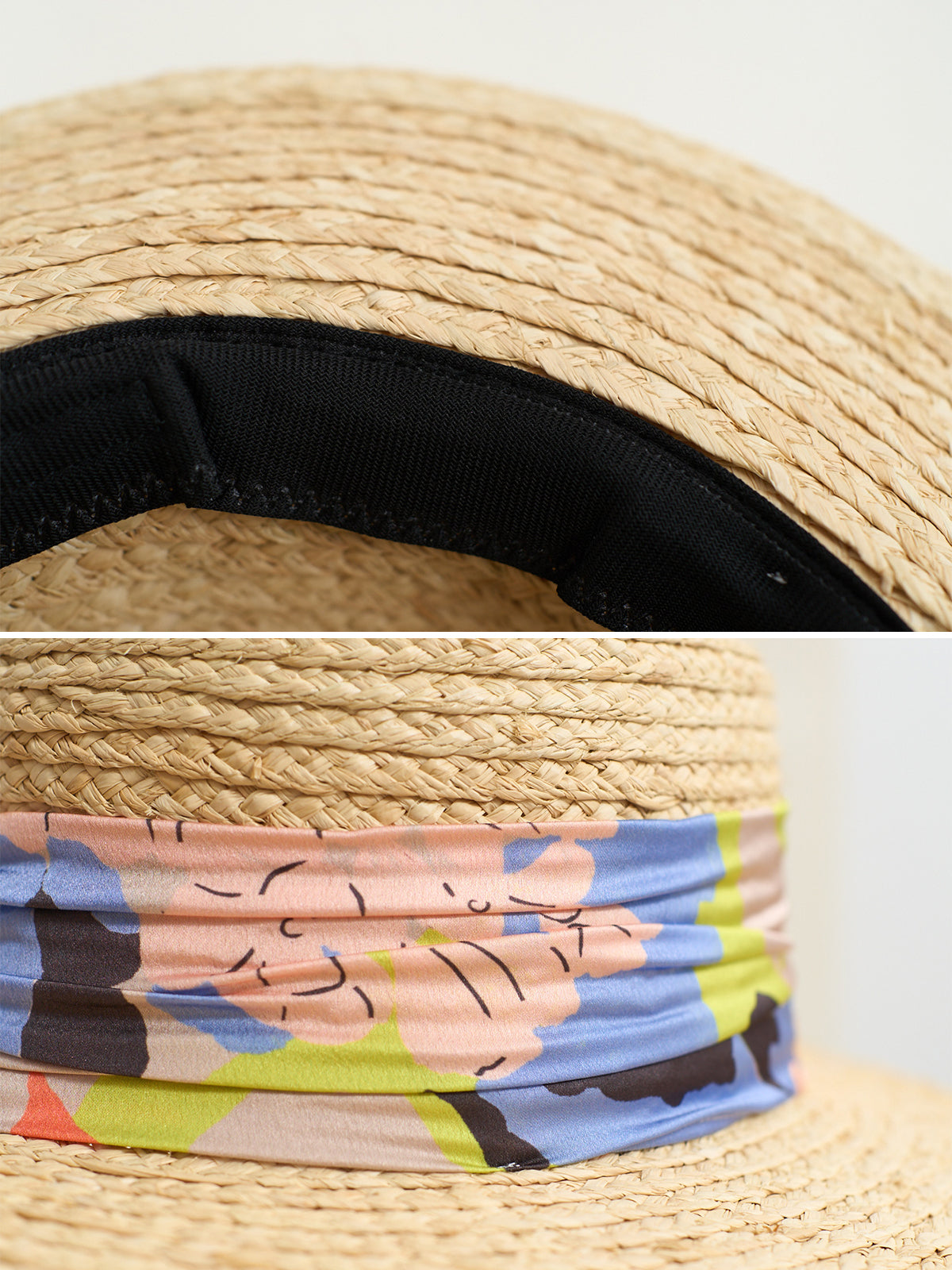 "Frida's Garden" Straw Hat with Ribbon Band - Pastel - LOST PATTERN Hats