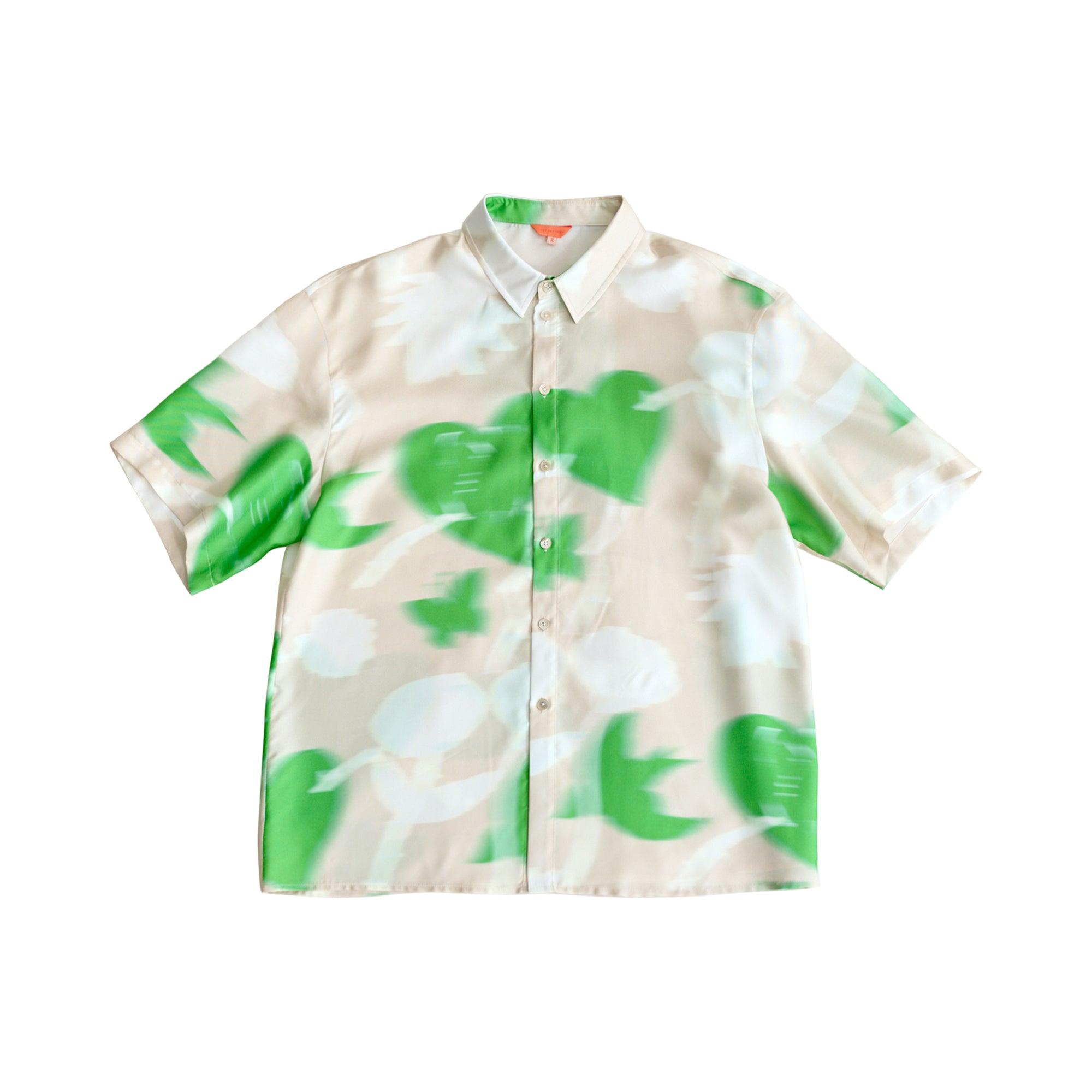 "Frida's Dream " Oversized Silk Shirt - Green & Cream